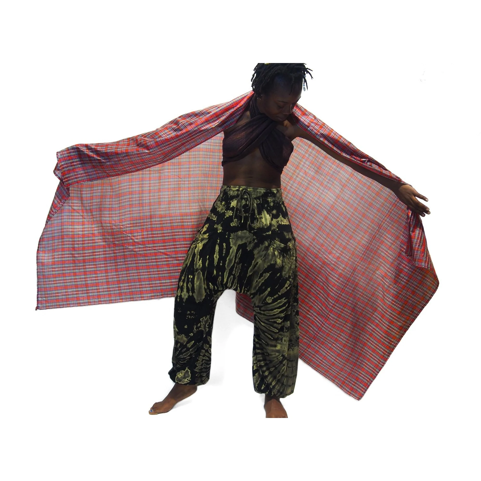 Rajasthan 100% Silk Wrap with Thai Tie Dye Harem Pants Black 1 EACH PIECE SOLD SEPARATELY - Image 6