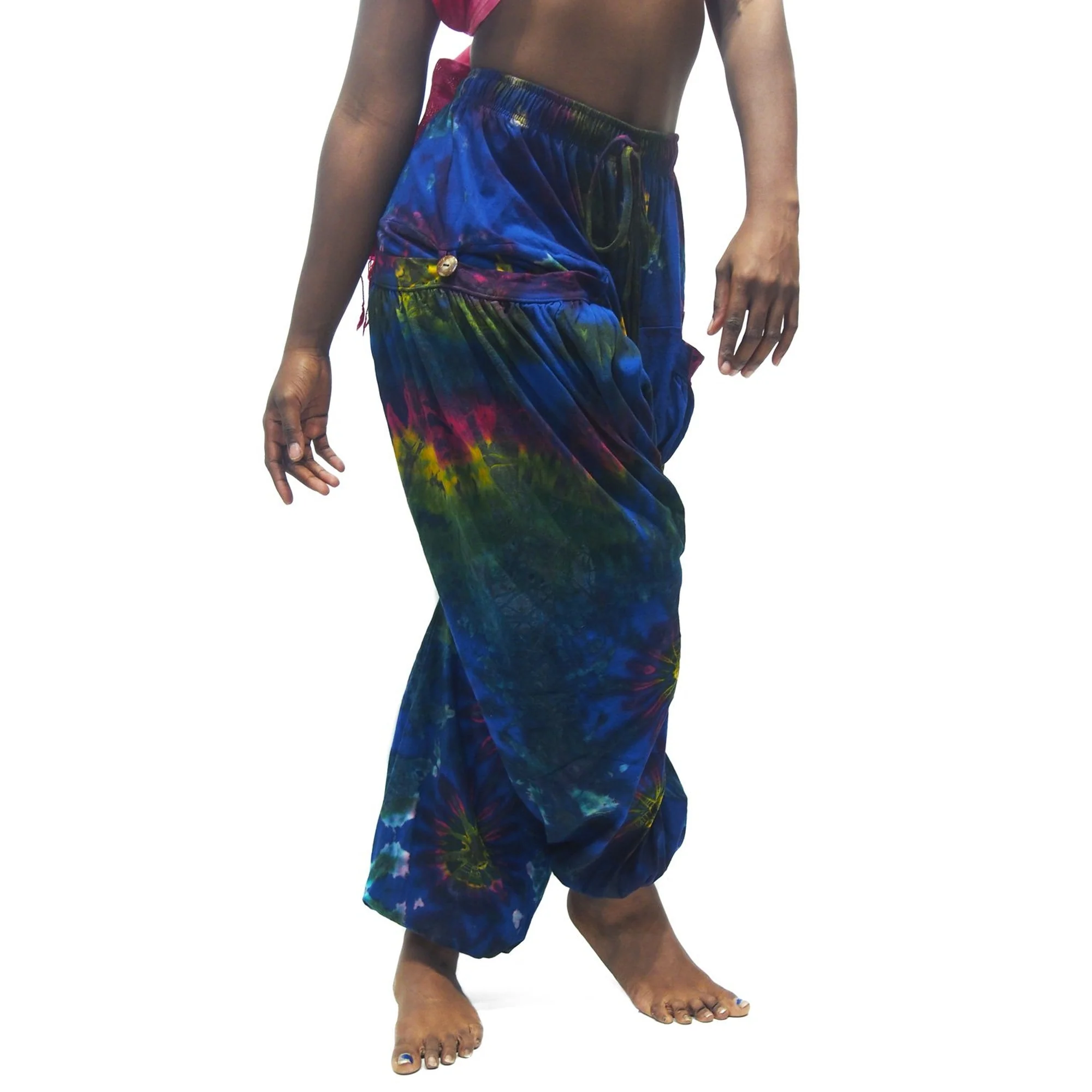 Tie Dye Harem Pant Royal Blue With Thai 100% Silk Shawl 10 EACH PIECE SOLD SEPARATELY - Image 2