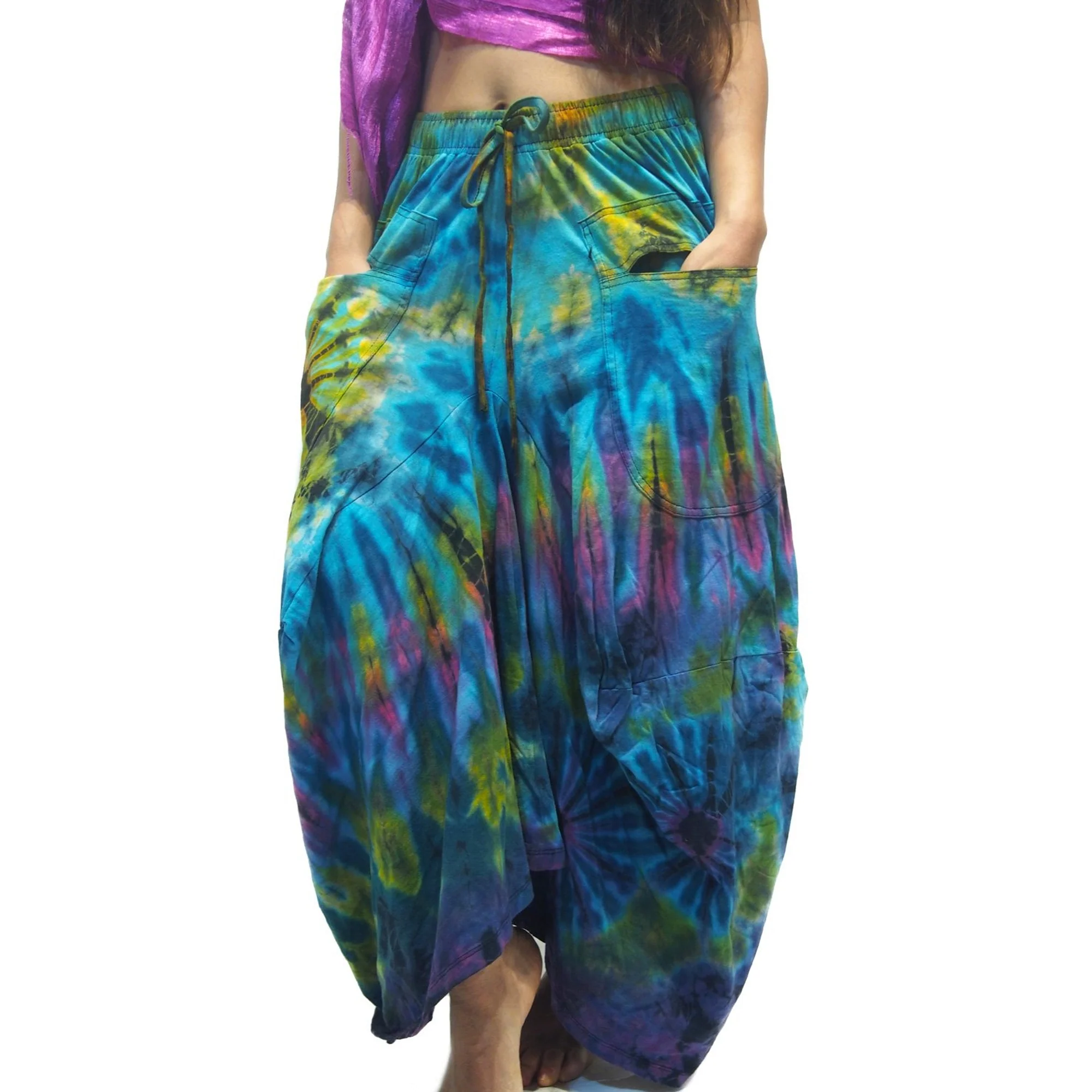 Tie Dye Parachute Skirt Sea Colors With Thai 100% Silk Shawls 12 EACH PIECE SOLD SEPARATELY - Image 3