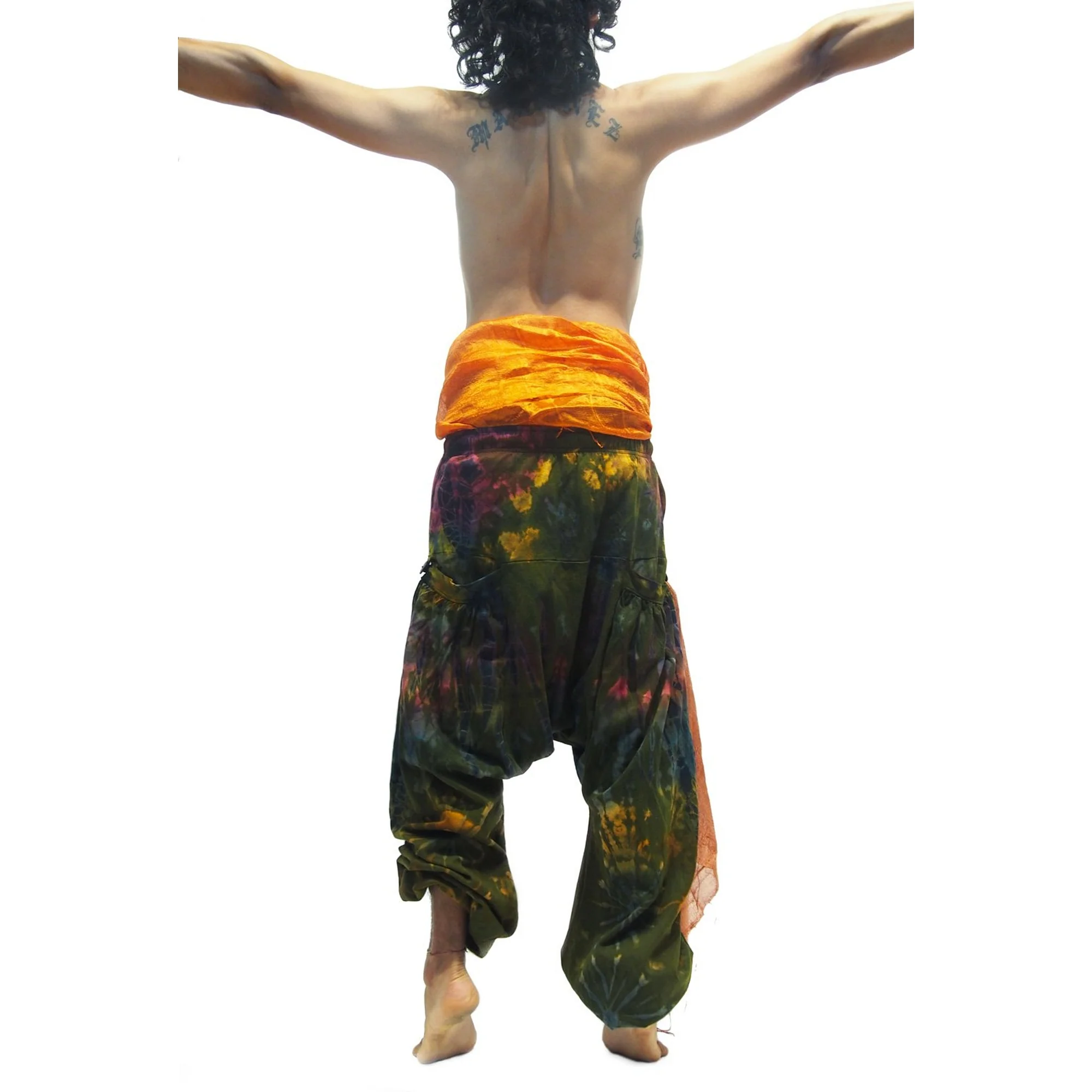 Tie Dye Harem Pant Green Sunset With Thai 100% Silk Shawls 18 EACH PIECE SOLD SEPARATELY - Image 3