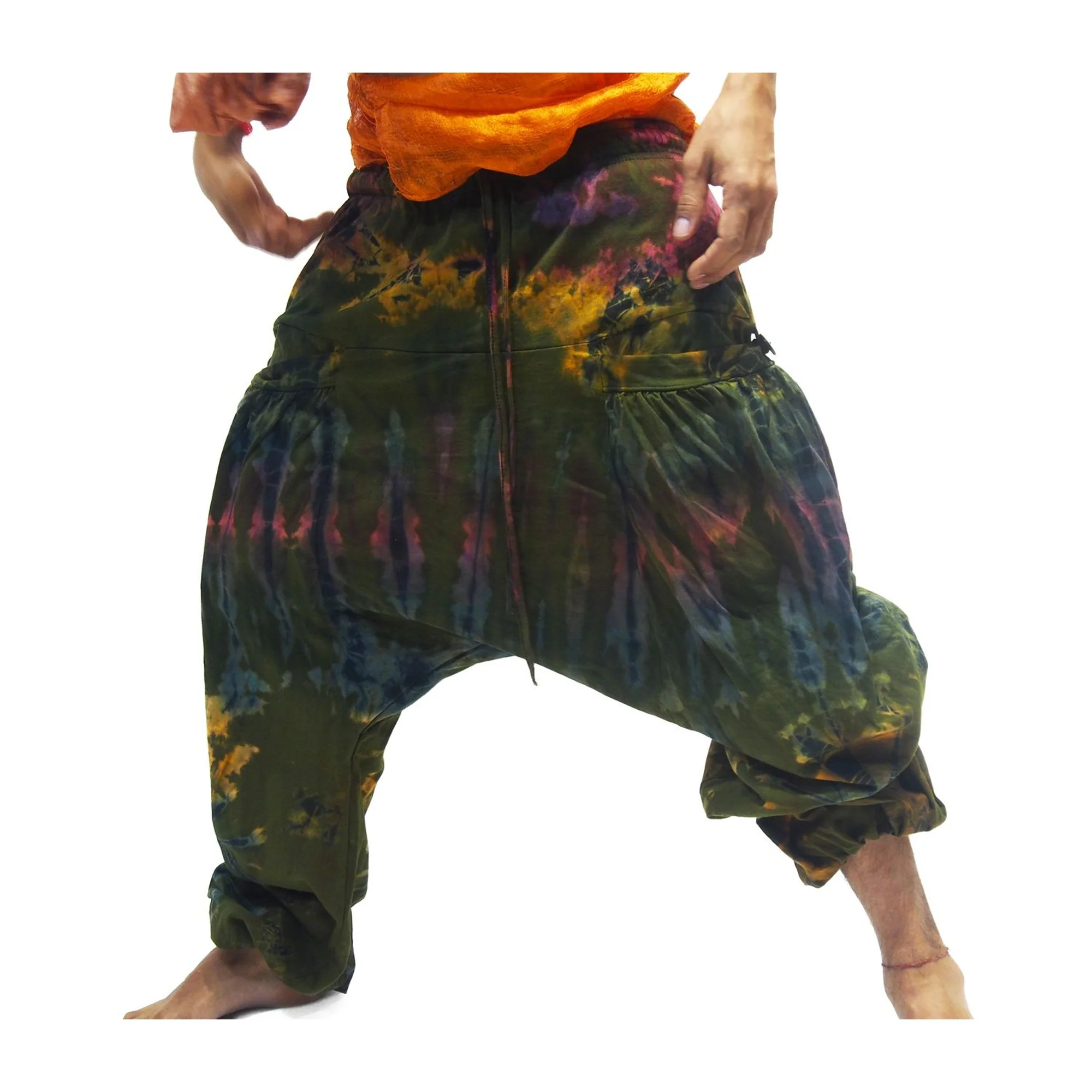 Tie Dye Harem Pant Green Sunset With Thai 100% Silk Shawls 18 EACH PIECE SOLD SEPARATELY - Image 4