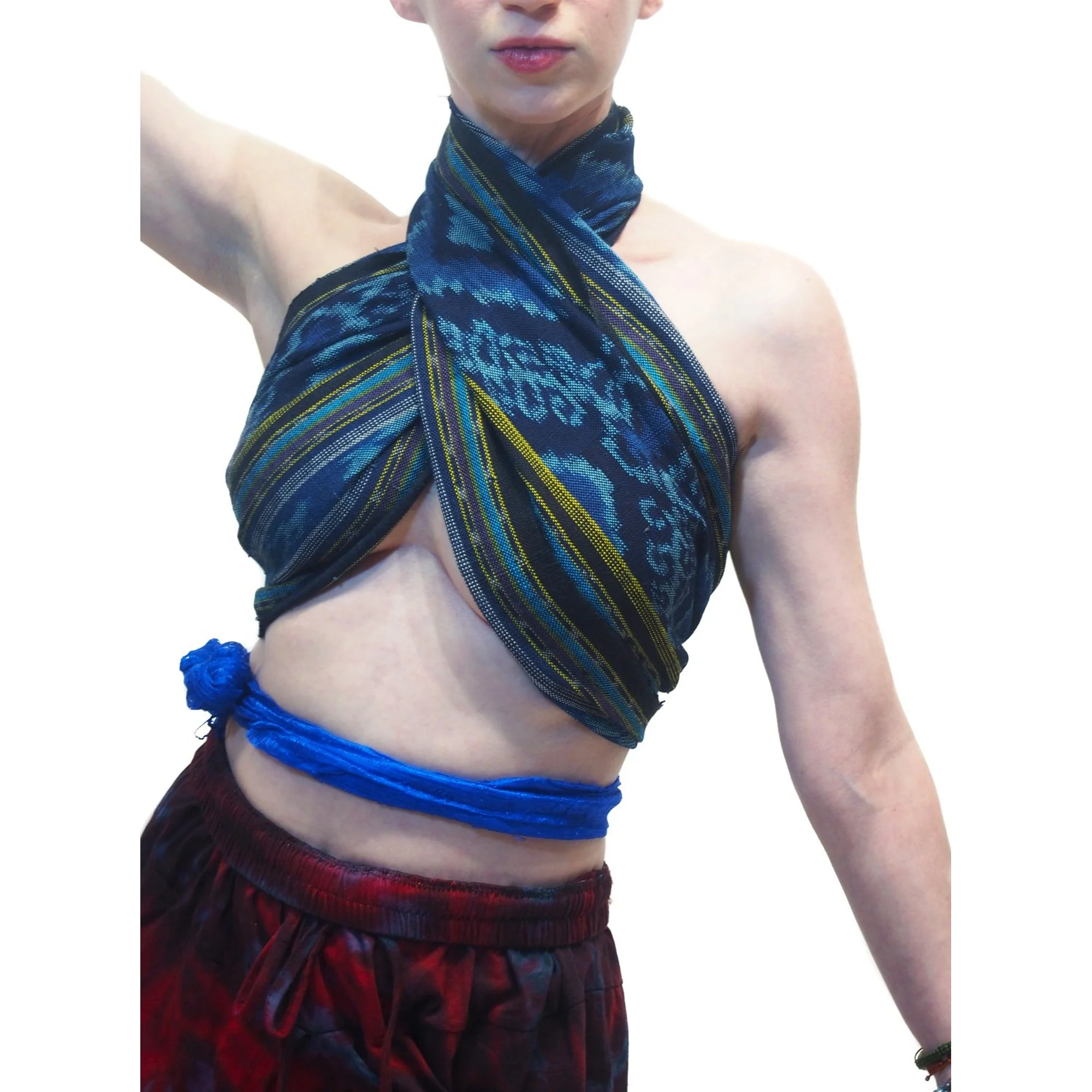 Tie Dye Open-Leg Pant Red With Sumba Indonesia Ikat Scarf 19 EACH PIECE SOLD SEPARATELY - Image 4