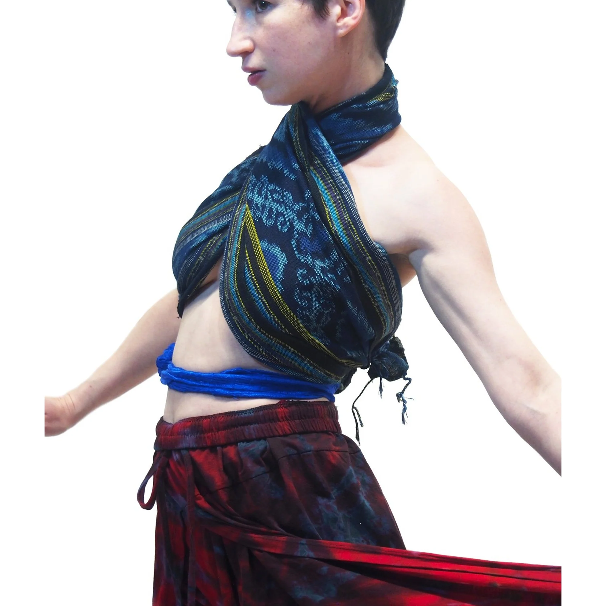 Tie Dye Open-Leg Pant Red With Sumba Indonesia Ikat Scarf 19 EACH PIECE SOLD SEPARATELY - Image 5