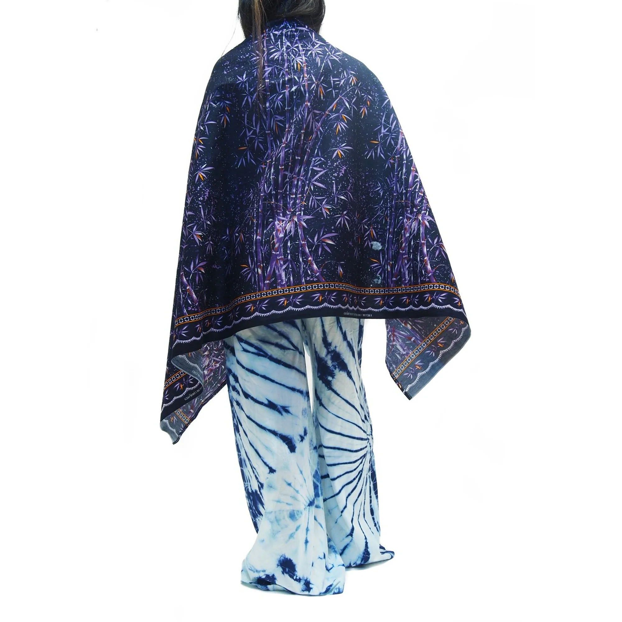Tie Dye Open-Leg Pant Blue/White With Bali Indonesia Printed Sarong And Thai 100% Silk Scarf 20 EACH PIECE SOLD SEPARATELY - Image 3