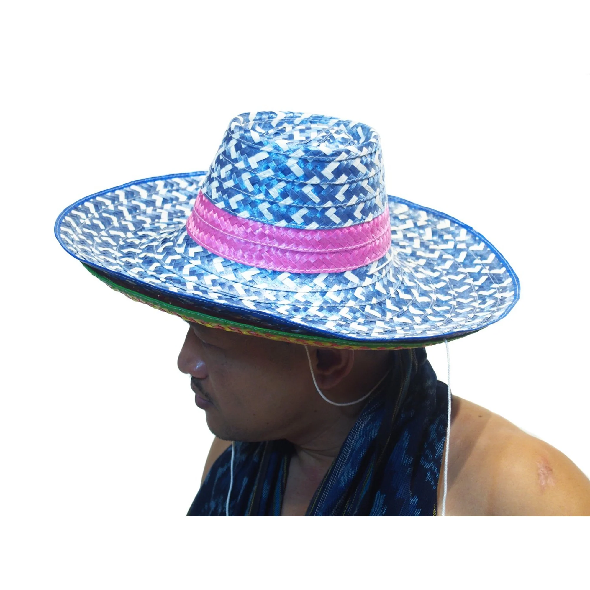 Tie Dye Harem Pant Blue/White With Sumba Indonesia Ikat Scarf And Thai Farmer Hat 22 EACH PIECE SOLD SEPARATELY - Image 2