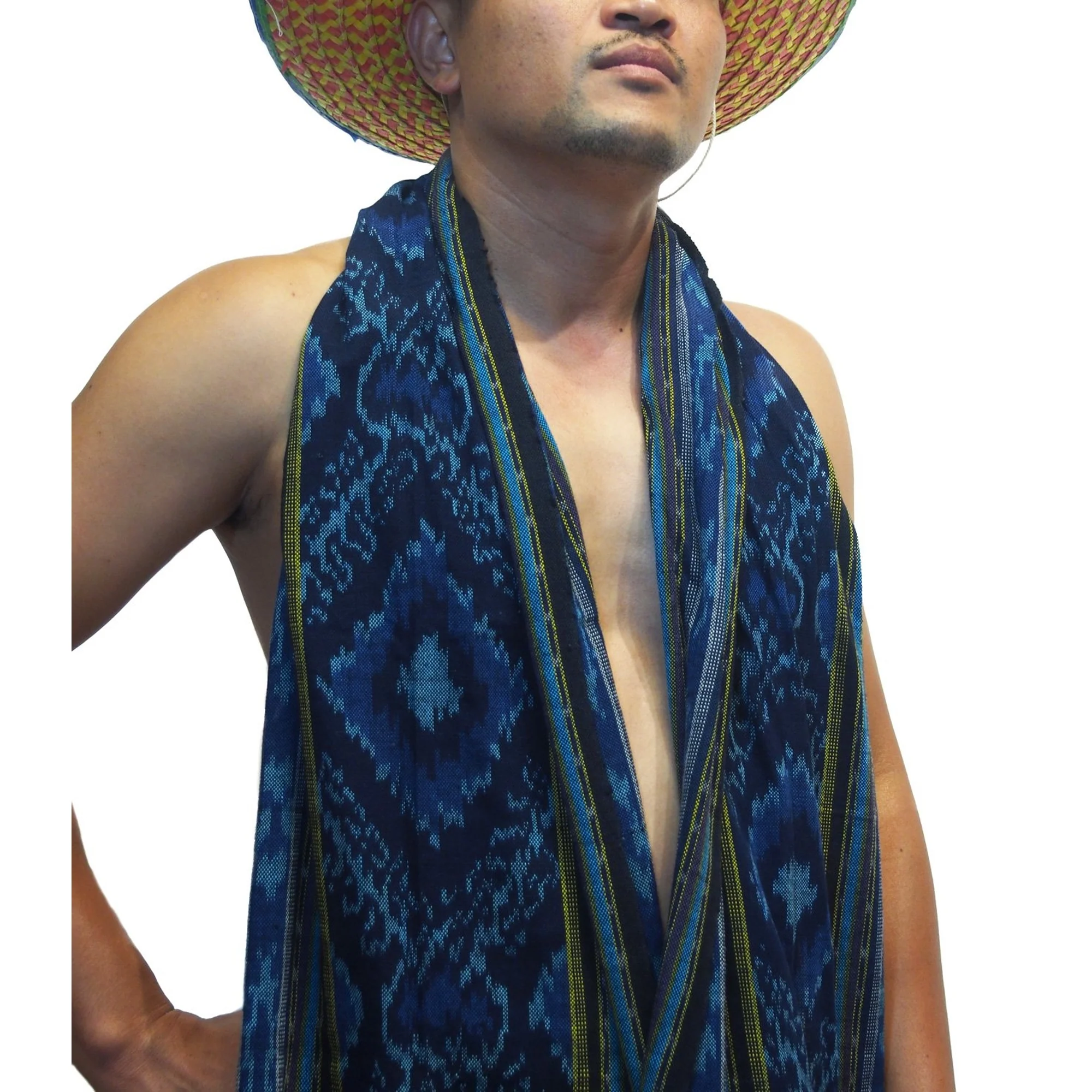 Tie Dye Harem Pant Blue/White With Sumba Indonesia Ikat Scarf And Thai Farmer Hat 22 EACH PIECE SOLD SEPARATELY - Image 3