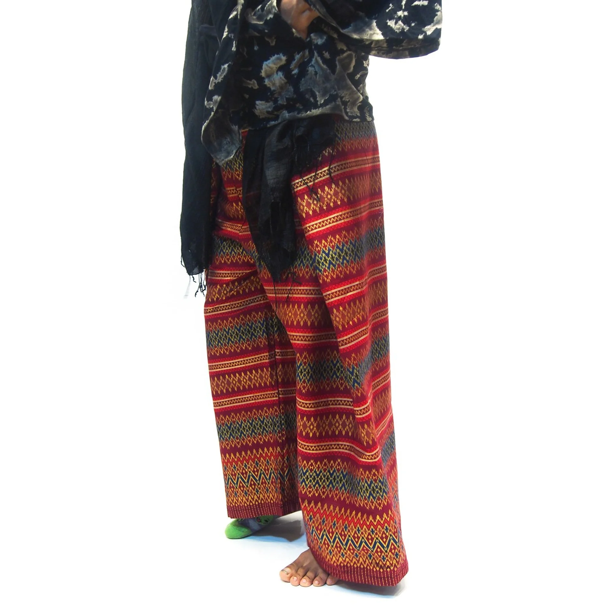 Tie Dye Kimono-Style Jacket Black With Thai Printed Fisherman Pant 3 EACH PIECE SOLD SEPARATELY - Image 3
