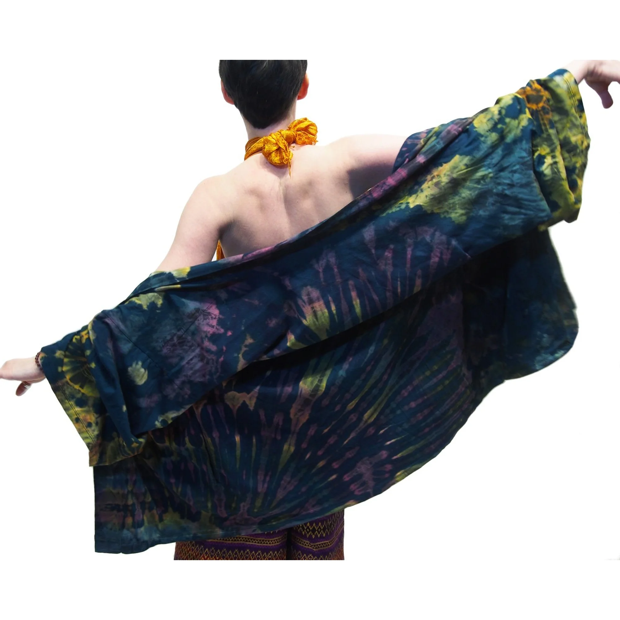 Tie Dye Kimono-Style Jacket Teal With Thai  Printed Fisherman Pant 4 EACH PIECE SOLD SEPARATELY - Image 2