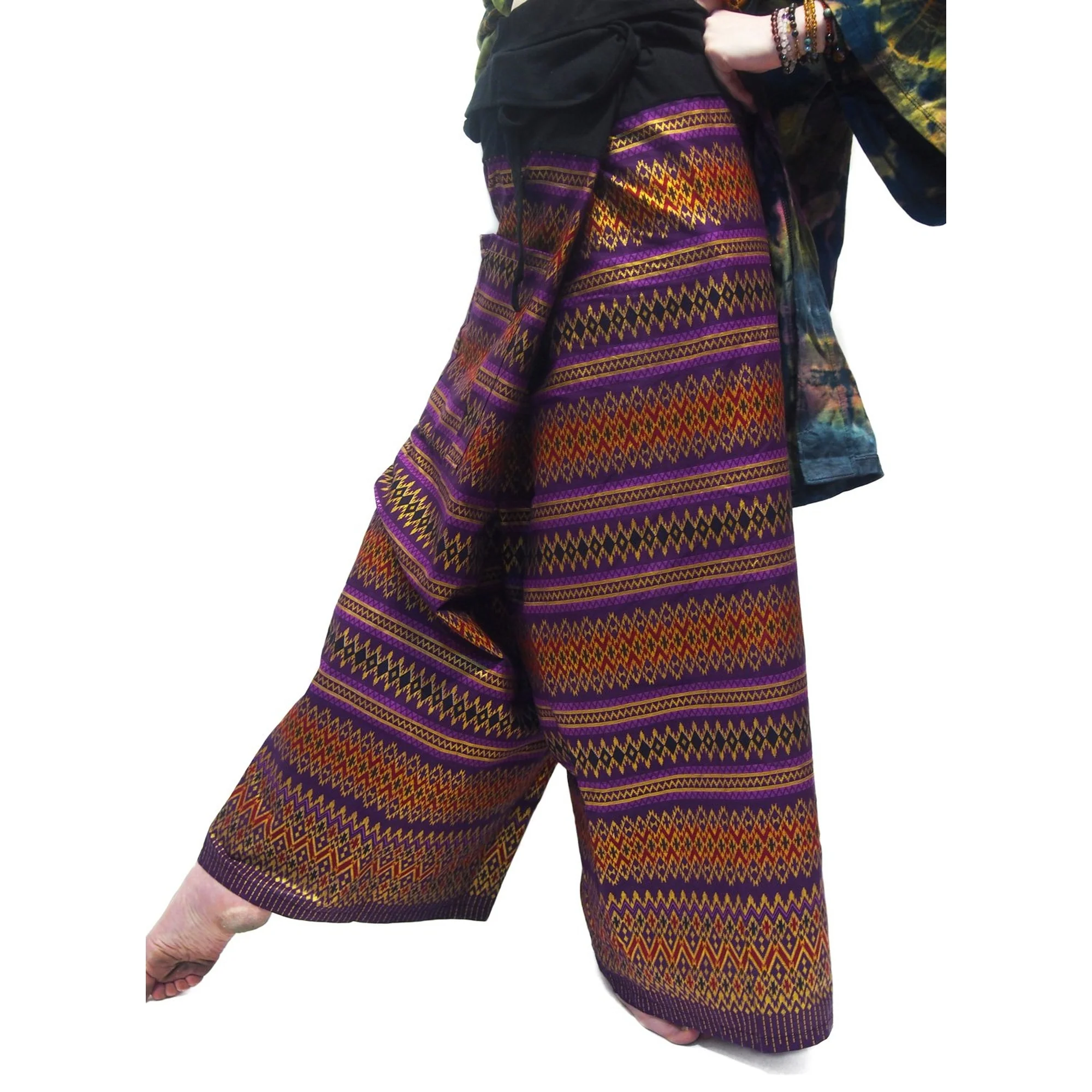 Tie Dye Kimono-Style Jacket Teal With Thai  Printed Fisherman Pant 4 EACH PIECE SOLD SEPARATELY - Image 4