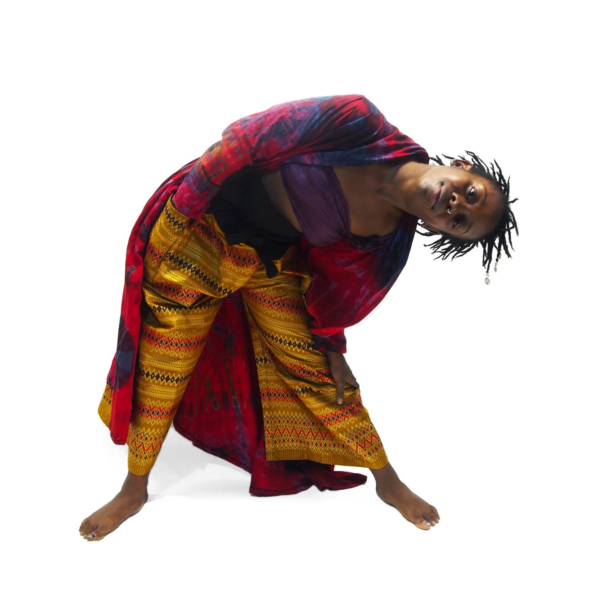 Tie Dye Kimono-Style Long Jacket Red With Thai Printed Fisherman Pant 5 EACH PIECE SOLD SEPARATELY - Image 5