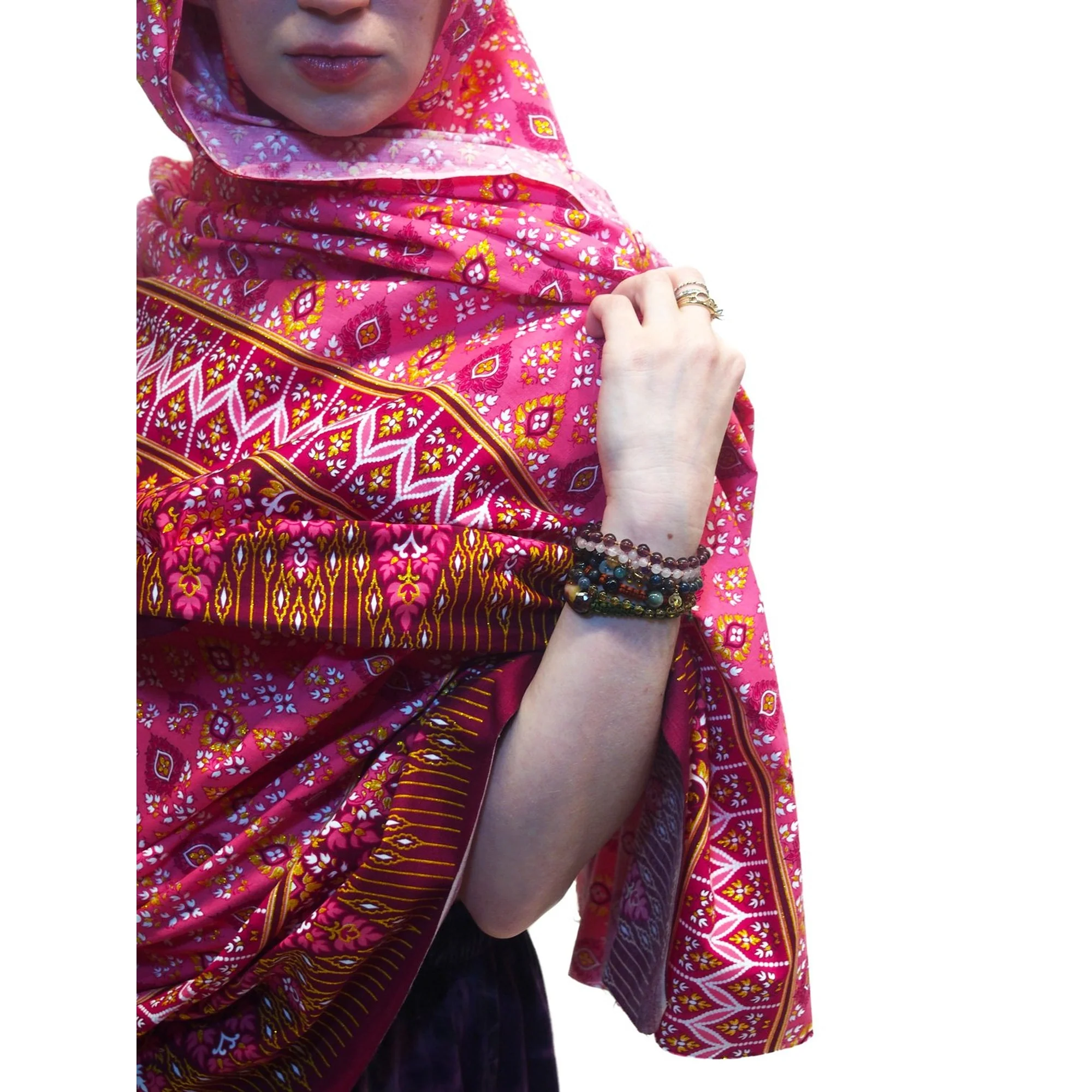 Printed Sarong Wrap Pink With Thai Tie Dye Parachute Skirt Navy 6 EACH PIECE SOLD SEPARATELY - Image 2