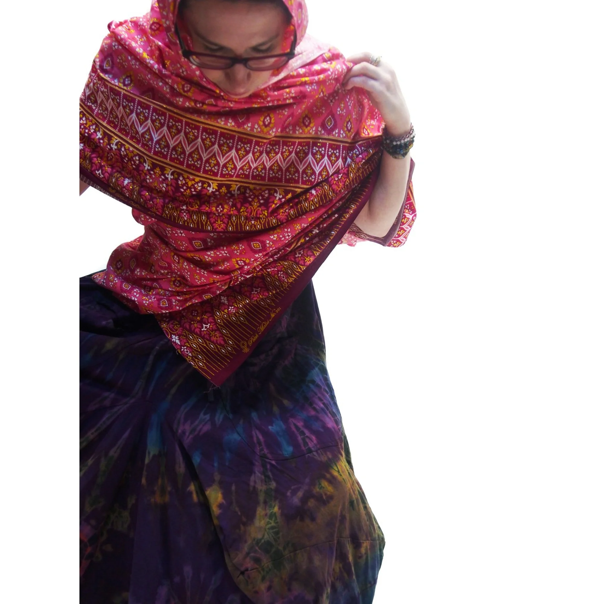 Printed Sarong Wrap Pink With Thai Tie Dye Parachute Skirt Navy 6 EACH PIECE SOLD SEPARATELY - Image 5