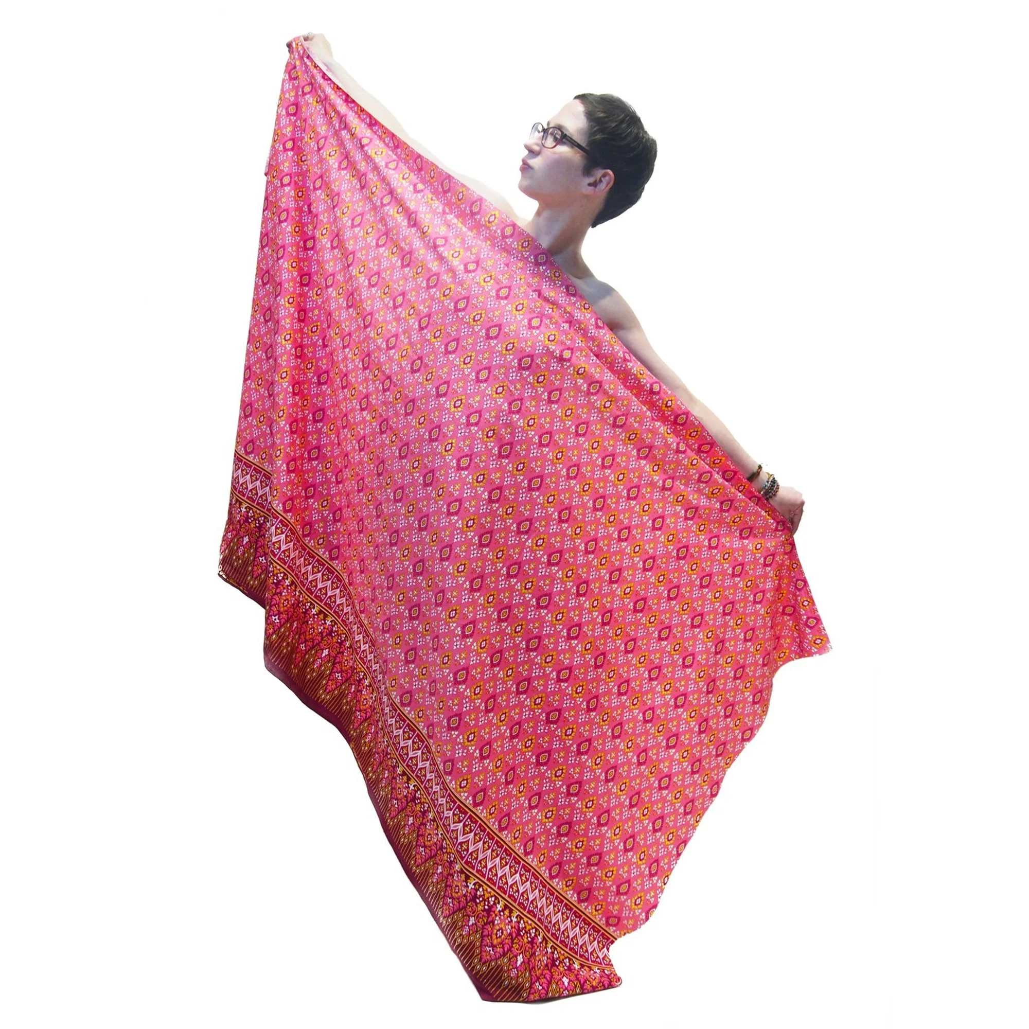 Printed Sarong Wrap Pink With Thai Tie Dye Parachute Skirt Navy 6 EACH PIECE SOLD SEPARATELY - Image 6