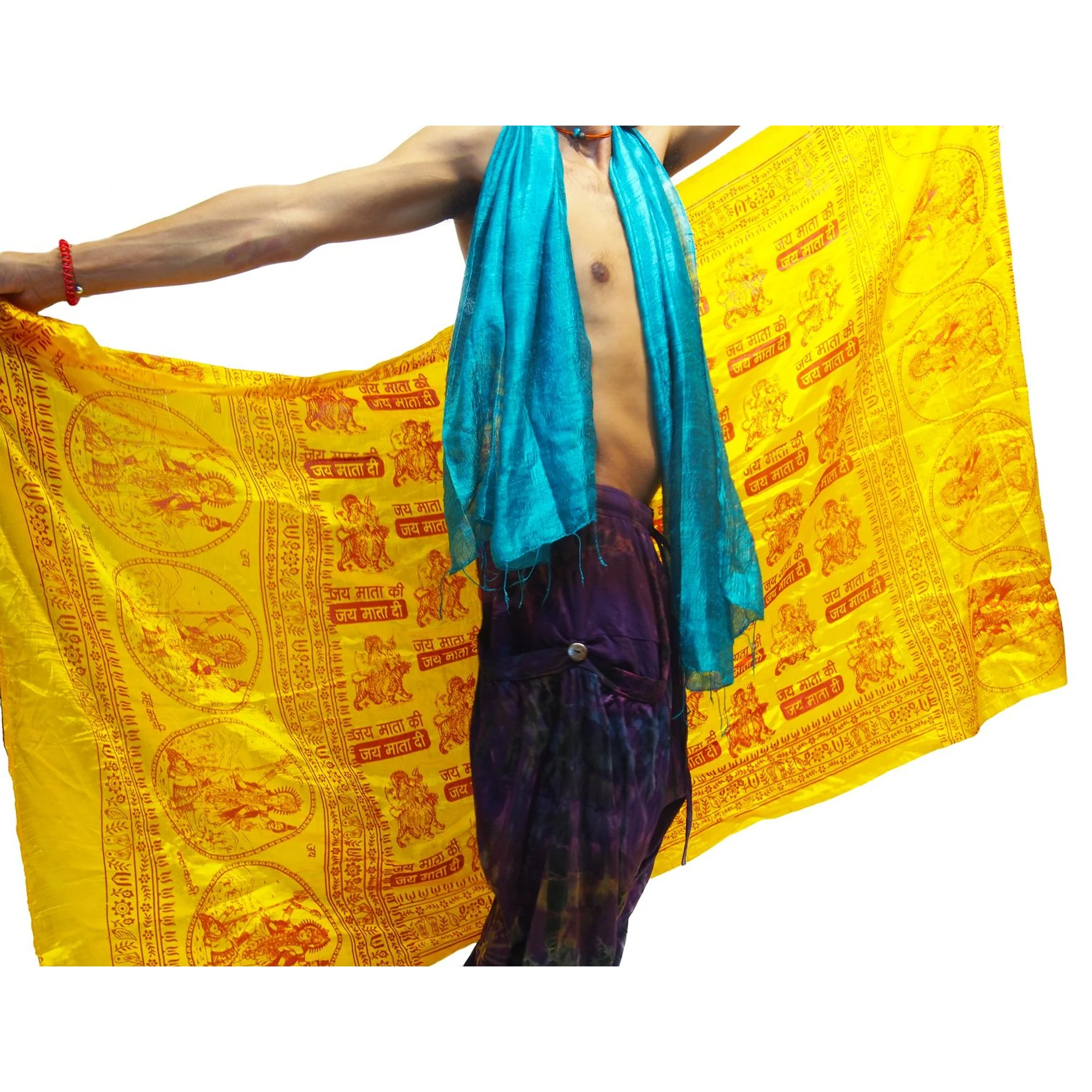 Hindu Goddess Devotional Shawl With Thai Tie Dye Harem Pant Purple 9 EACH PIECE SOLD SEPARATELY - Image 2