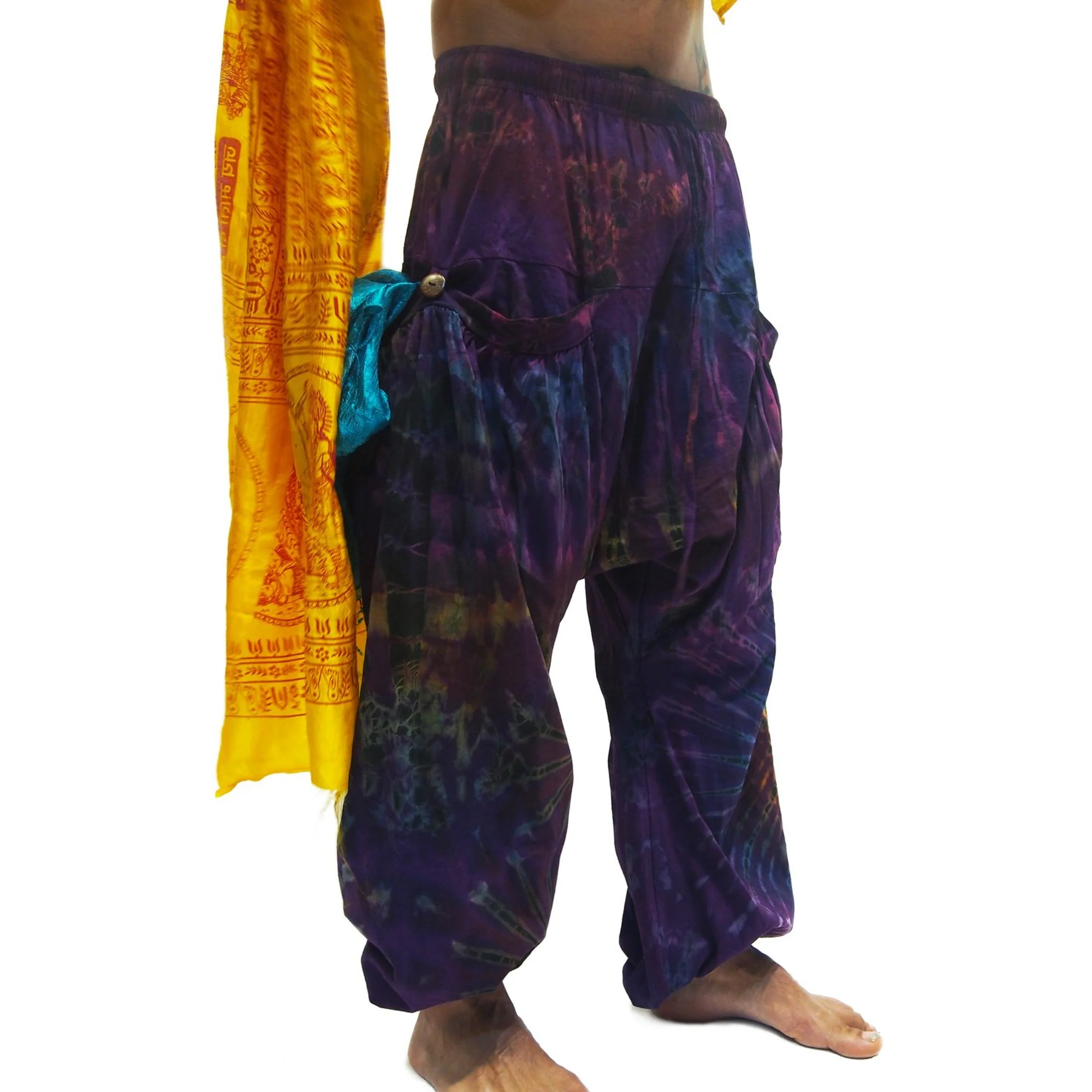 Hindu Goddess Devotional Shawl With Thai Tie Dye Harem Pant Purple 9 EACH PIECE SOLD SEPARATELY - Image 4
