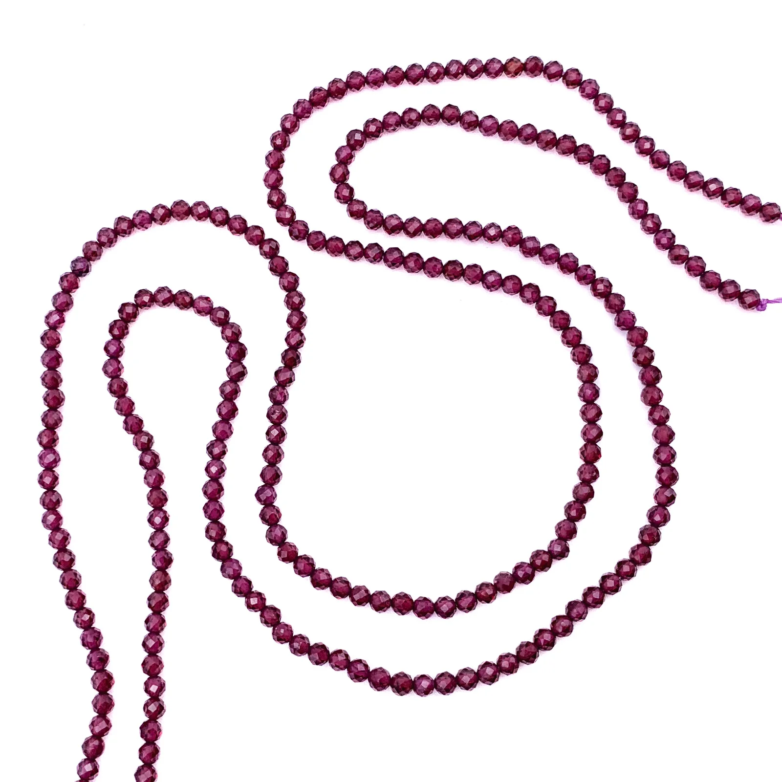 Garnet 3.5mm AAA Faceted Rounds Bead Strand - Image 3