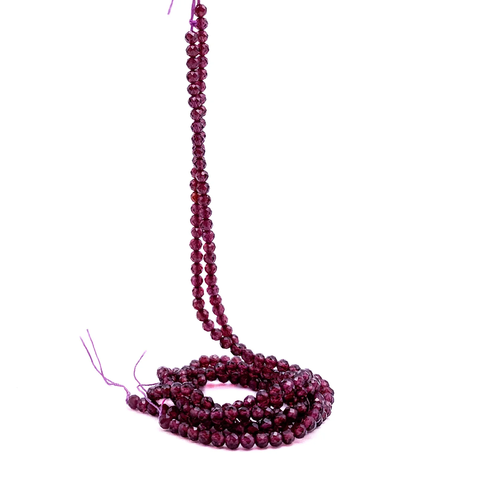 Garnet 3.5mm AAA Faceted Rounds Bead Strand - Image 4