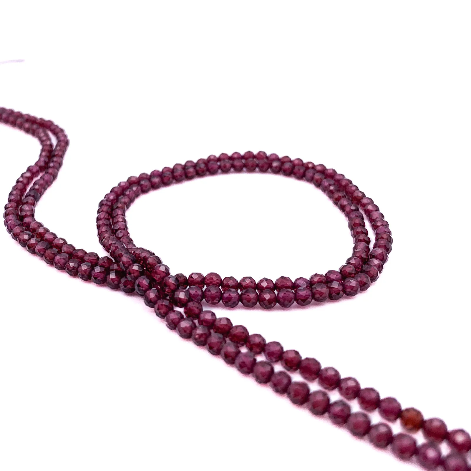 Garnet 3.5mm AAA Faceted Rounds Bead Strand - Image 5