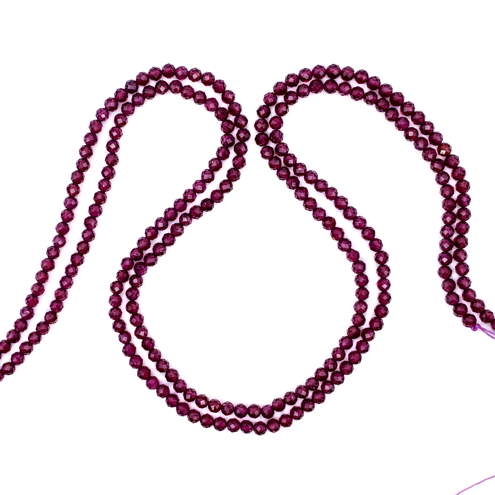 Garnet 3.5mm AAA Faceted Rounds Bead Strand - Image 6