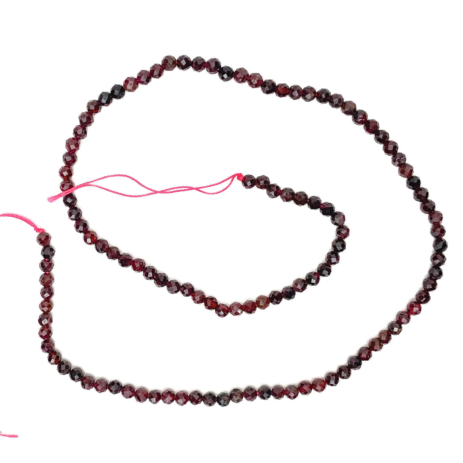 Garnet 3.5mm Faceted Rounds Bead Strand - Image 2