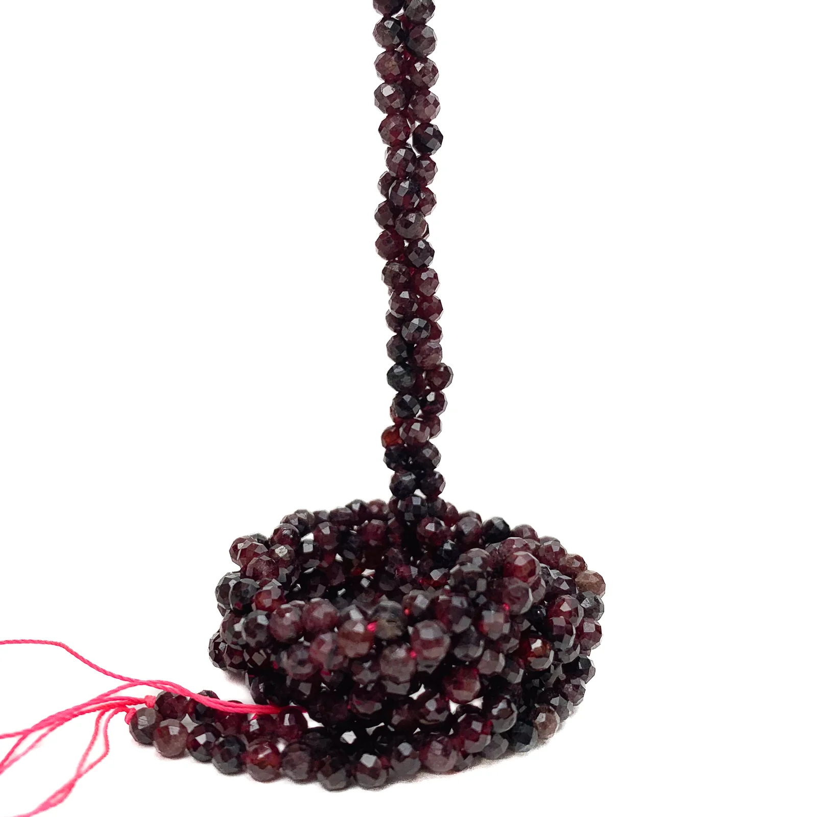 Garnet 3.5mm Faceted Rounds Bead Strand - Image 4