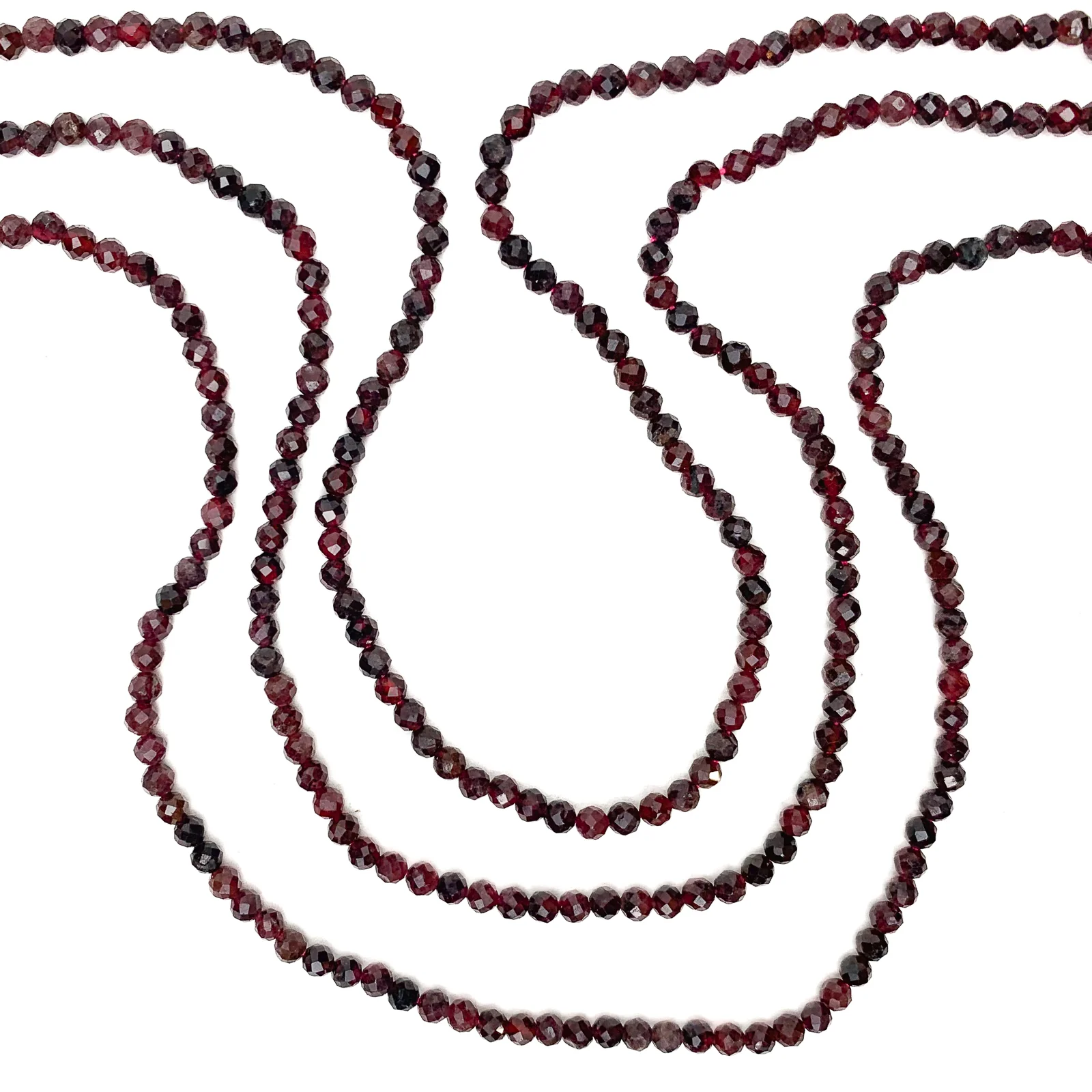 Garnet 3.5mm Faceted Rounds Bead Strand - Image 5