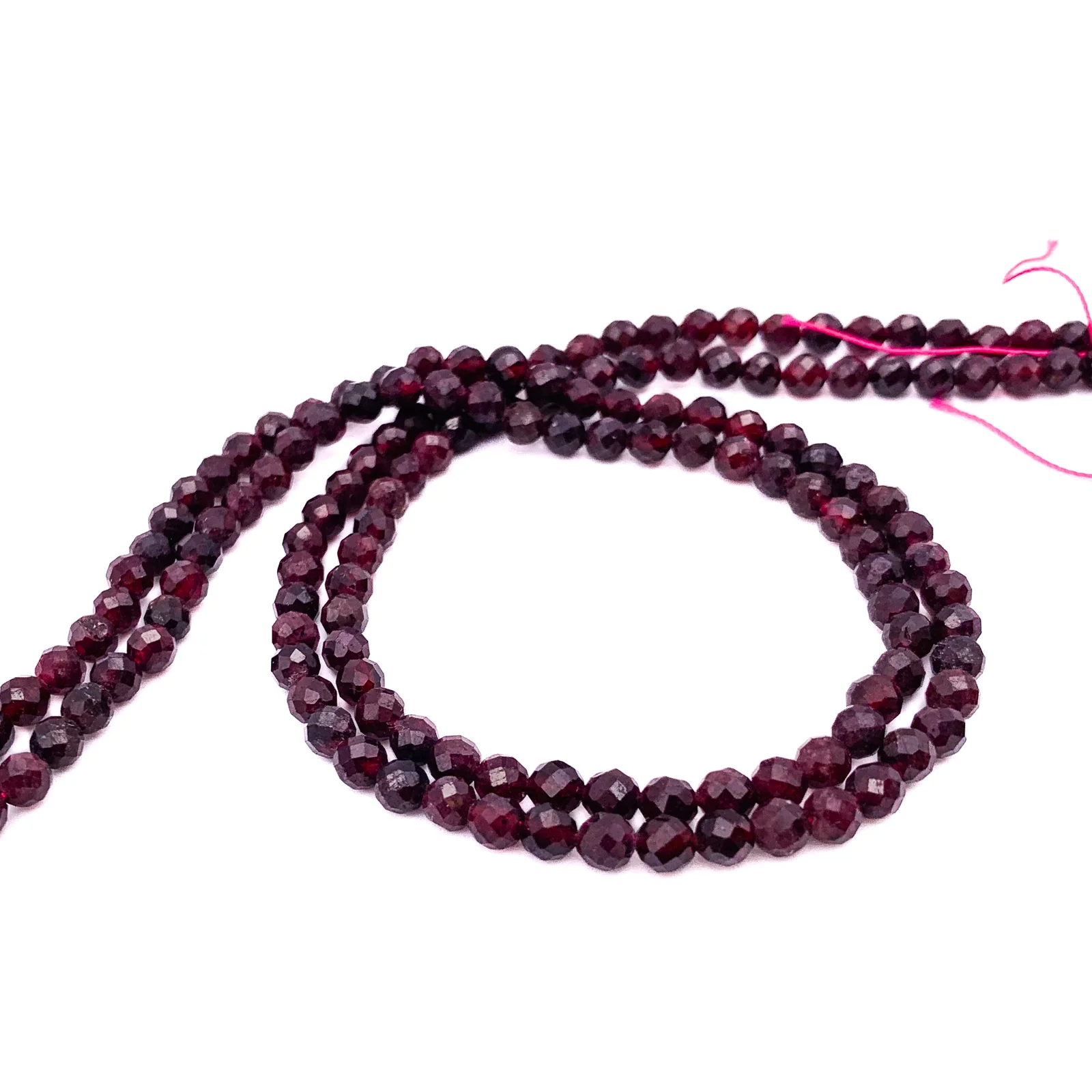 Garnet 4.5mm Faceted Rounds Bead Strand - Image 6