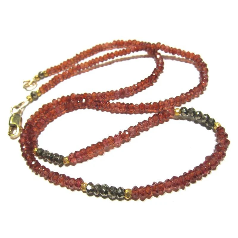 Garnet and Pyrite Necklace with Gold Filled Lobster Claw Clasp - Image 3
