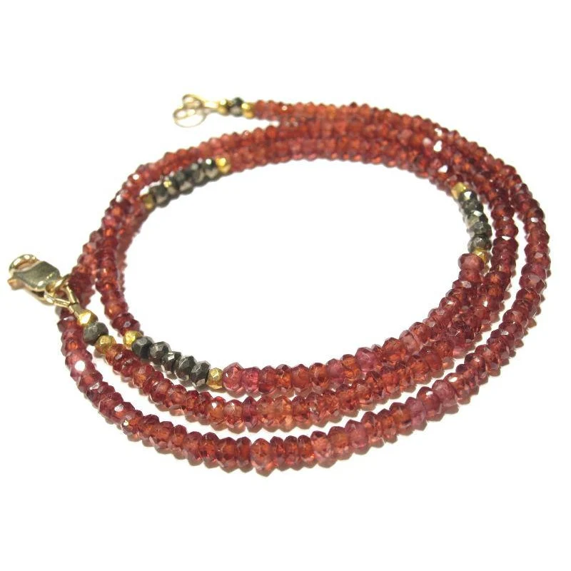 Garnet and Pyrite Necklace with Gold Filled Lobster Claw Clasp - Image 4