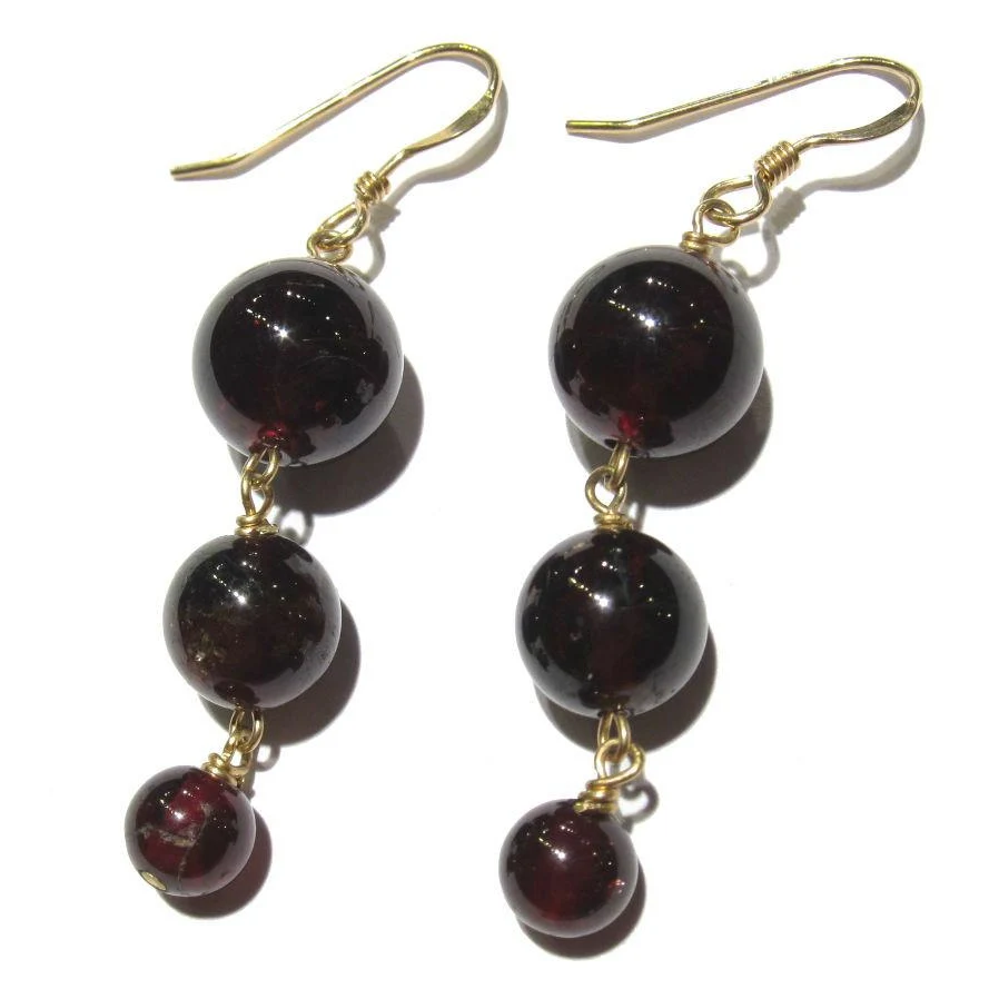Garnet Cascading Earrings with Gold Filled Ear Wires - Image 2