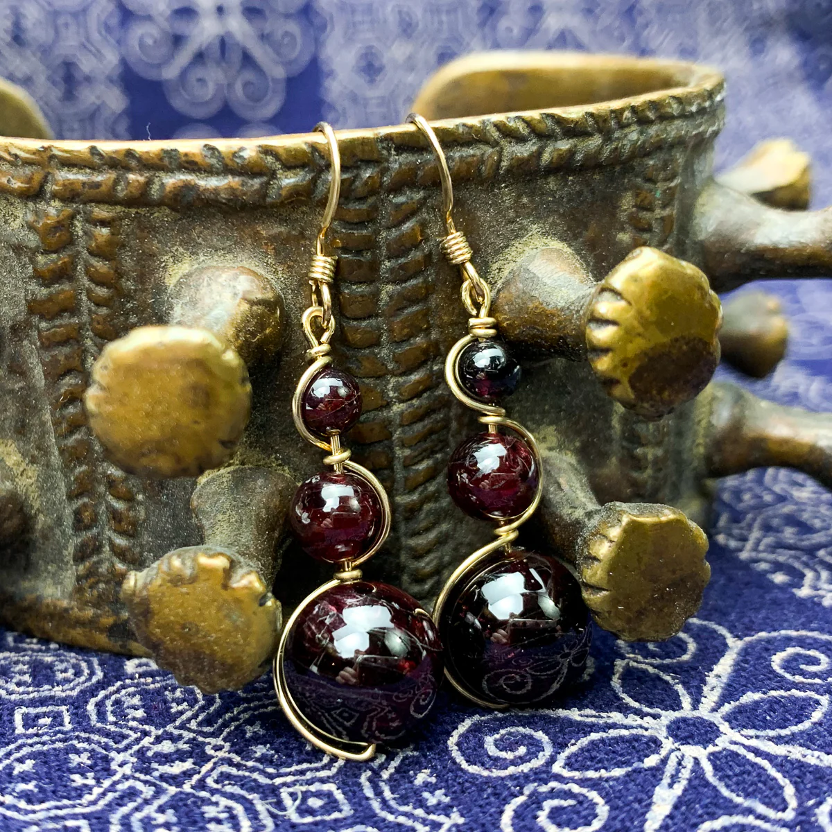 Garnet Earrings With Gold-Filled French Earwires - Image 2
