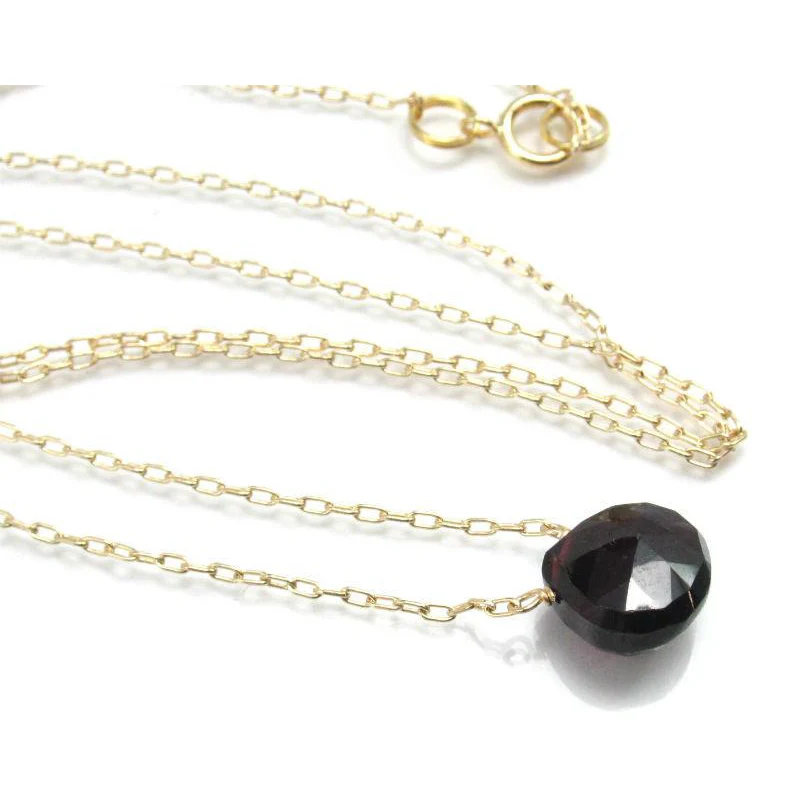 Garnet Necklace on Gold Filled Chain and Gold Filled Spring Ring Clasp - Image 2