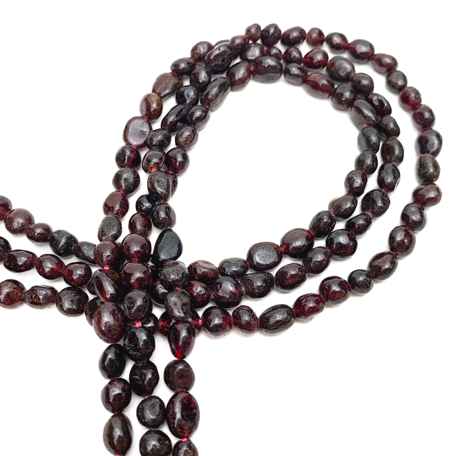 Garnet Smooth Pebbles Bead Strand - Image 4