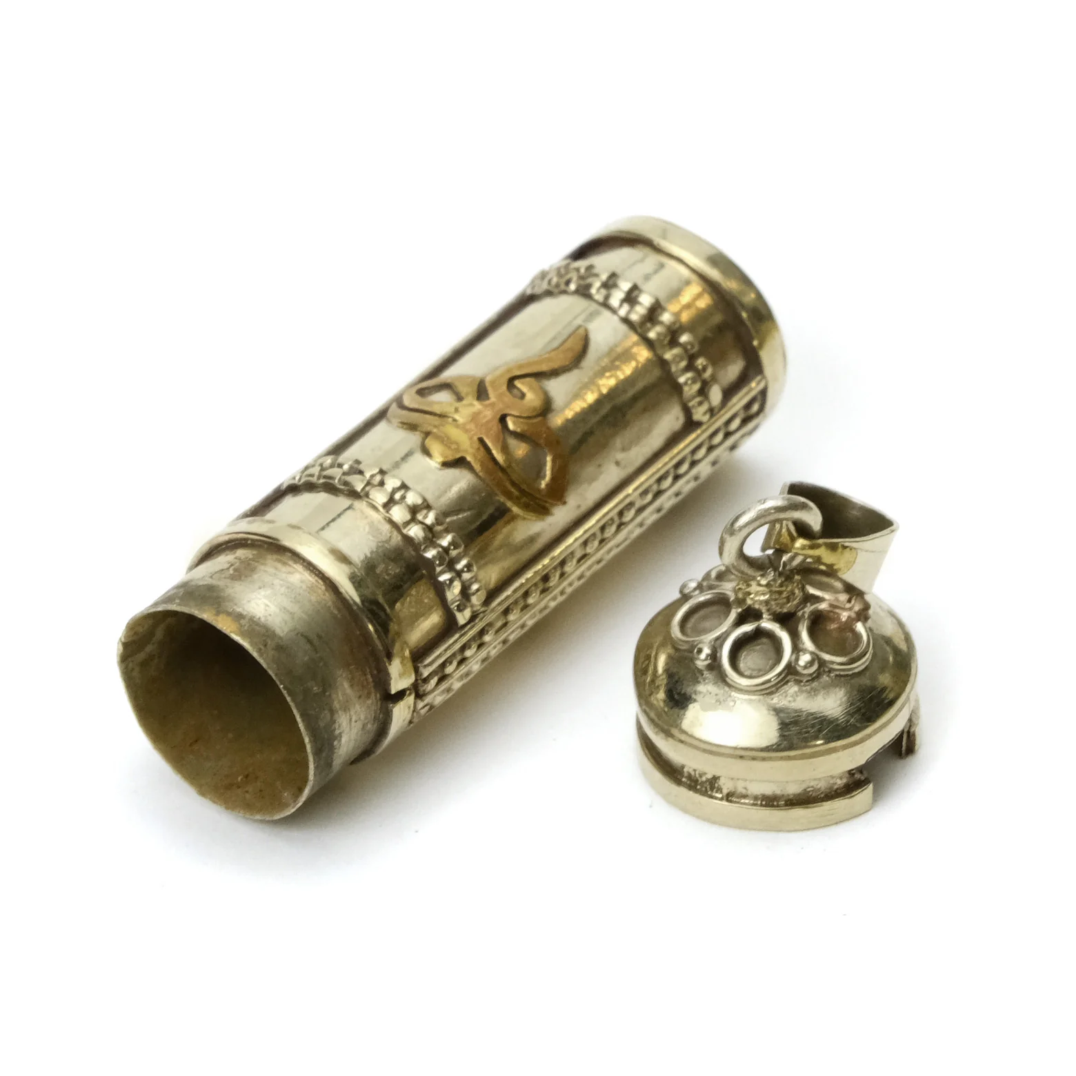 Gau Locket Pendant Cylinder Eyes of Lord Buddha Symbol Small Size # 67 - Image 3