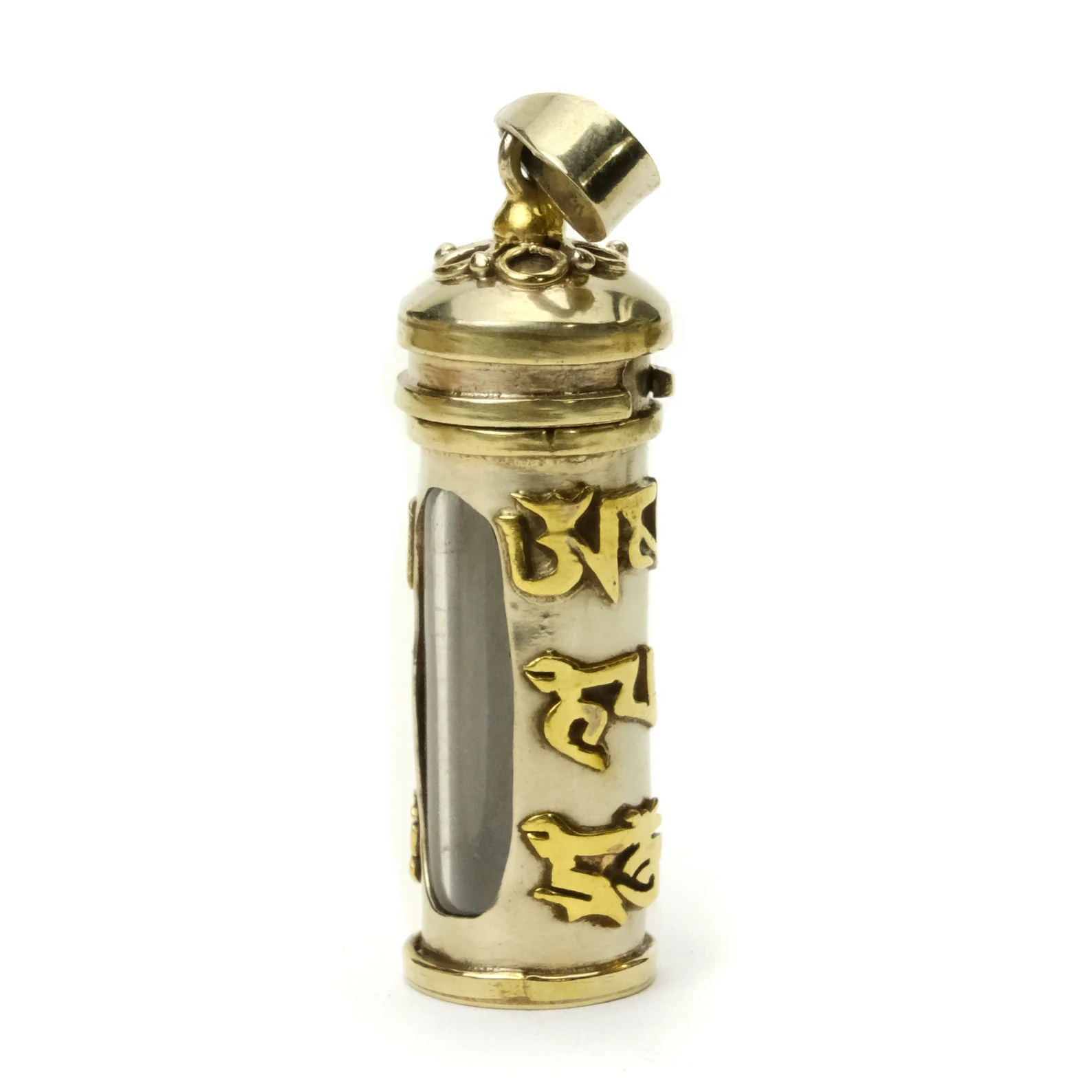 Gau Window Locket Cylinder Ohm Mani Padme Ohm Mantra Small Size # 69 - Image 2