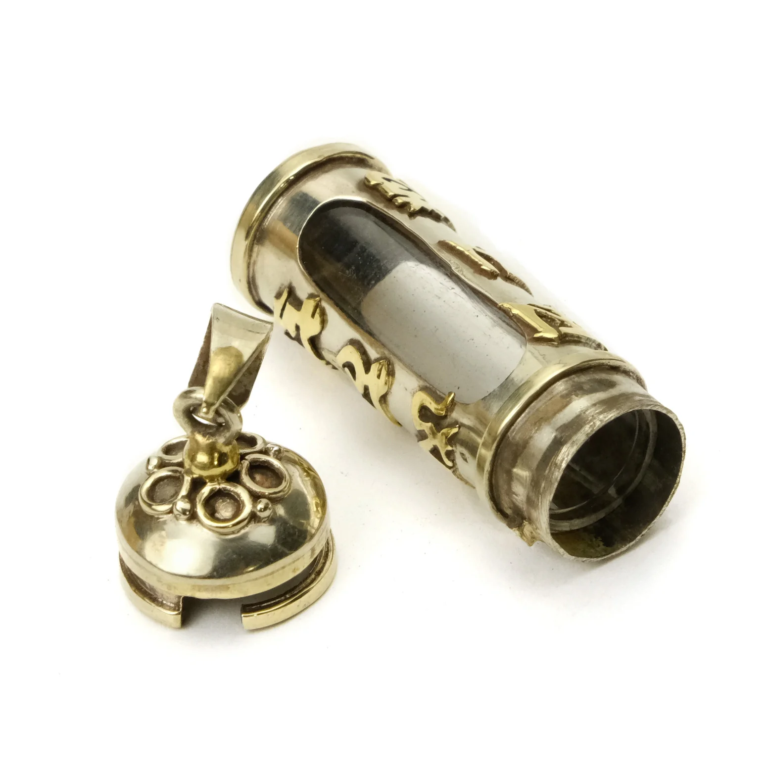 Gau Window Locket Cylinder Ohm Mani Padme Ohm Mantra Small Size # 69 - Image 3
