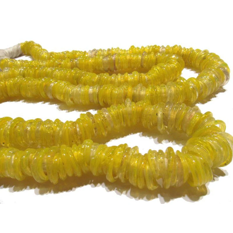 German Glass Yellow Donut Beads / Necklace - Image 3