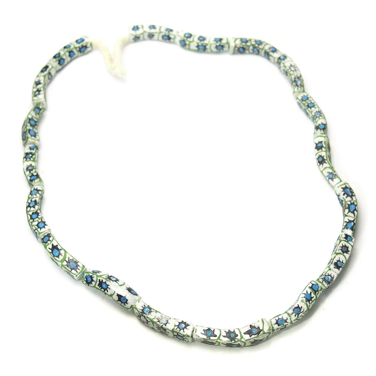 Ghana Powder Glass Delft Blue Style Elbow Millefiori Beads - Image 4