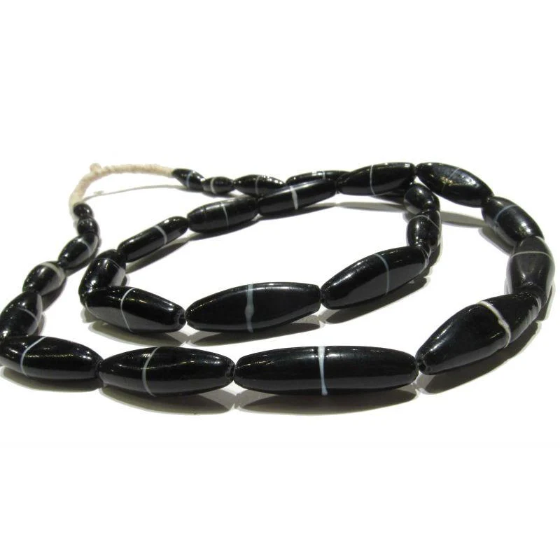 Glass 19th Century Indian Hand Wound "Dzi" Bead Necklace - Image 2