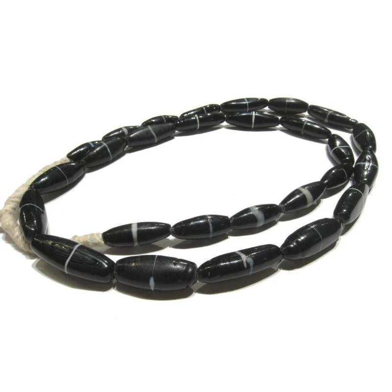 Glass 19th Century Indian Hand Wound "Dzi" Bead Necklace - Image 3