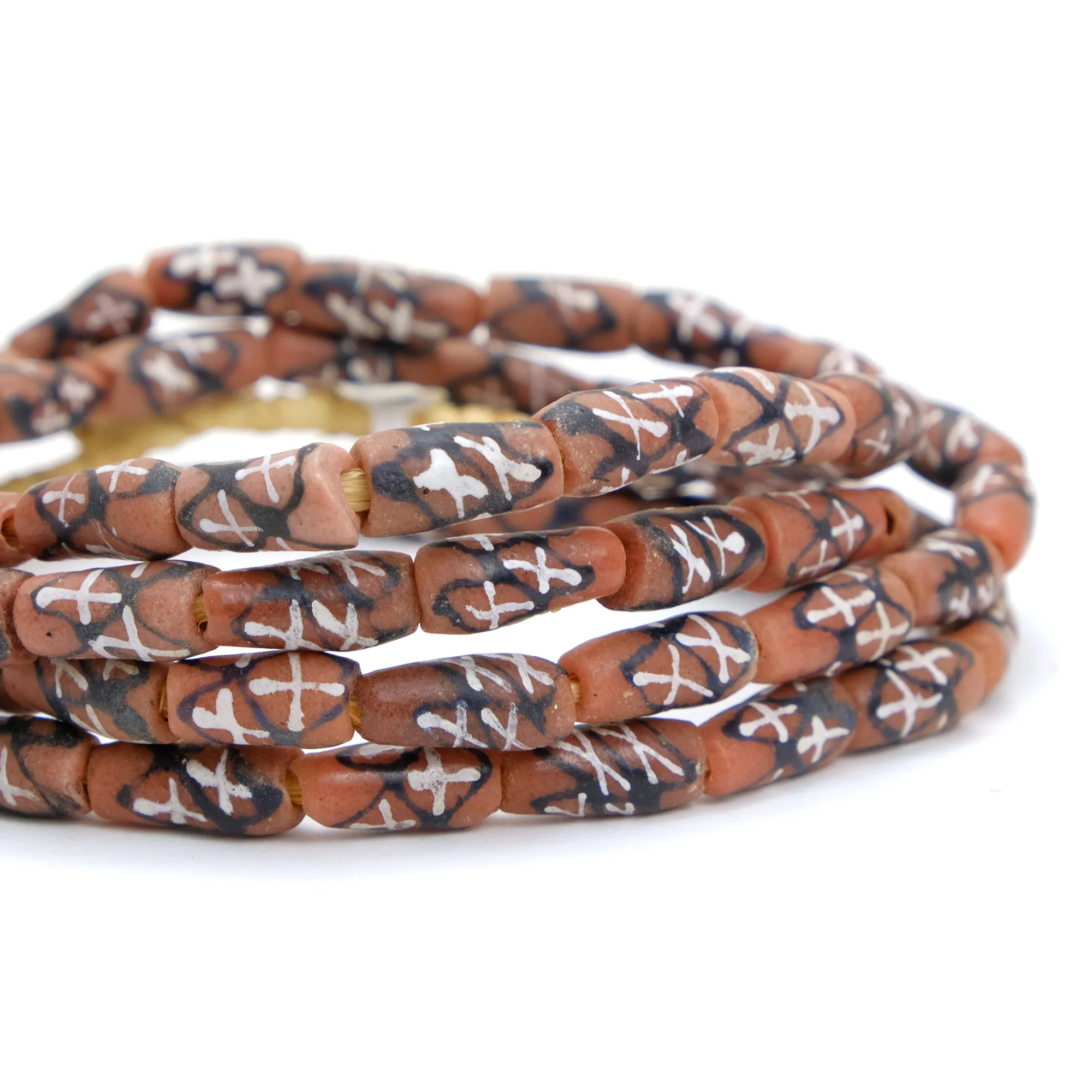 African Krobo Eye Beads Recycled Powder Glass Strand / Necklace #61 - Image 3