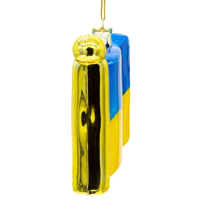 We Stand With Ukraine Glass Flag Ornament - Image 2