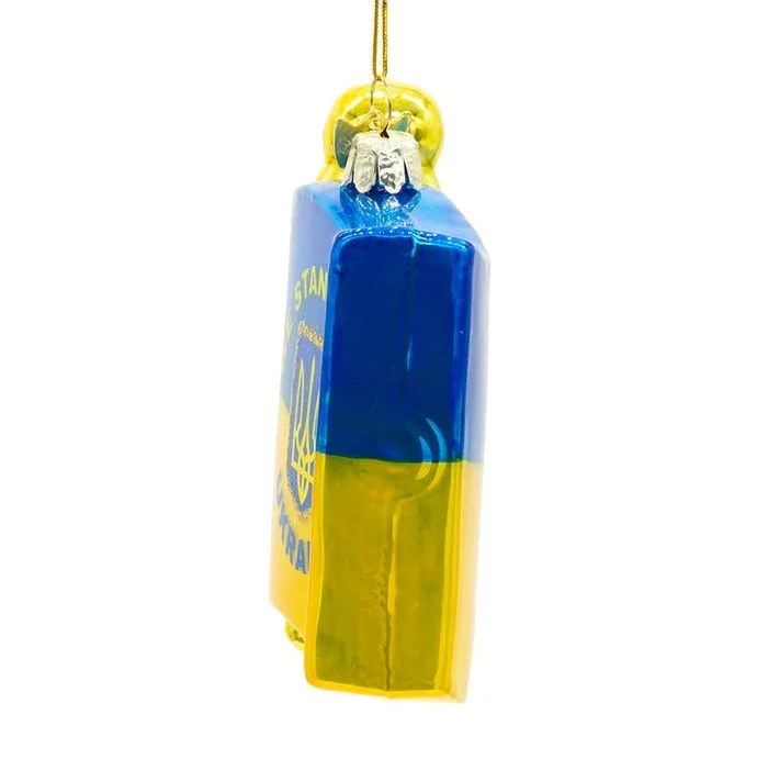 We Stand With Ukraine Glass Flag Ornament - Image 4