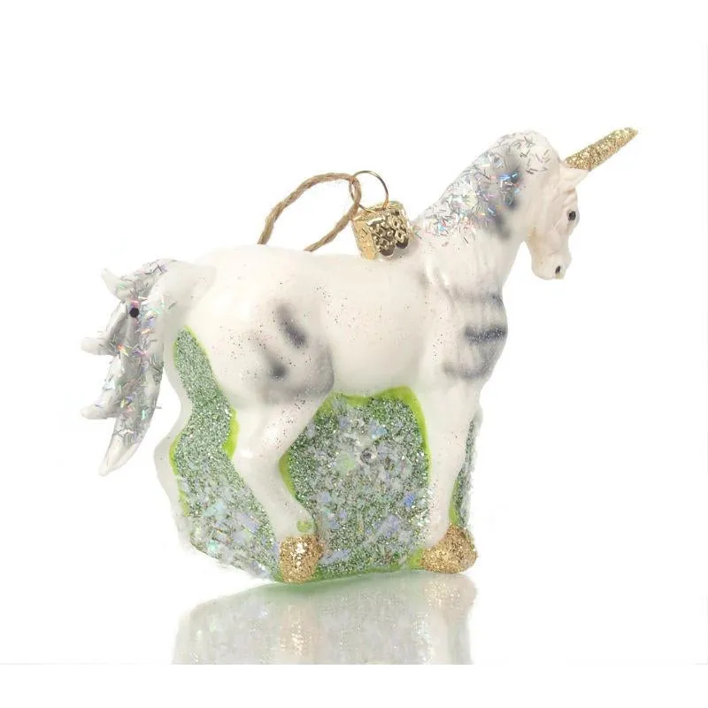 Glitter Unicorn Glass Ornament - Image 3