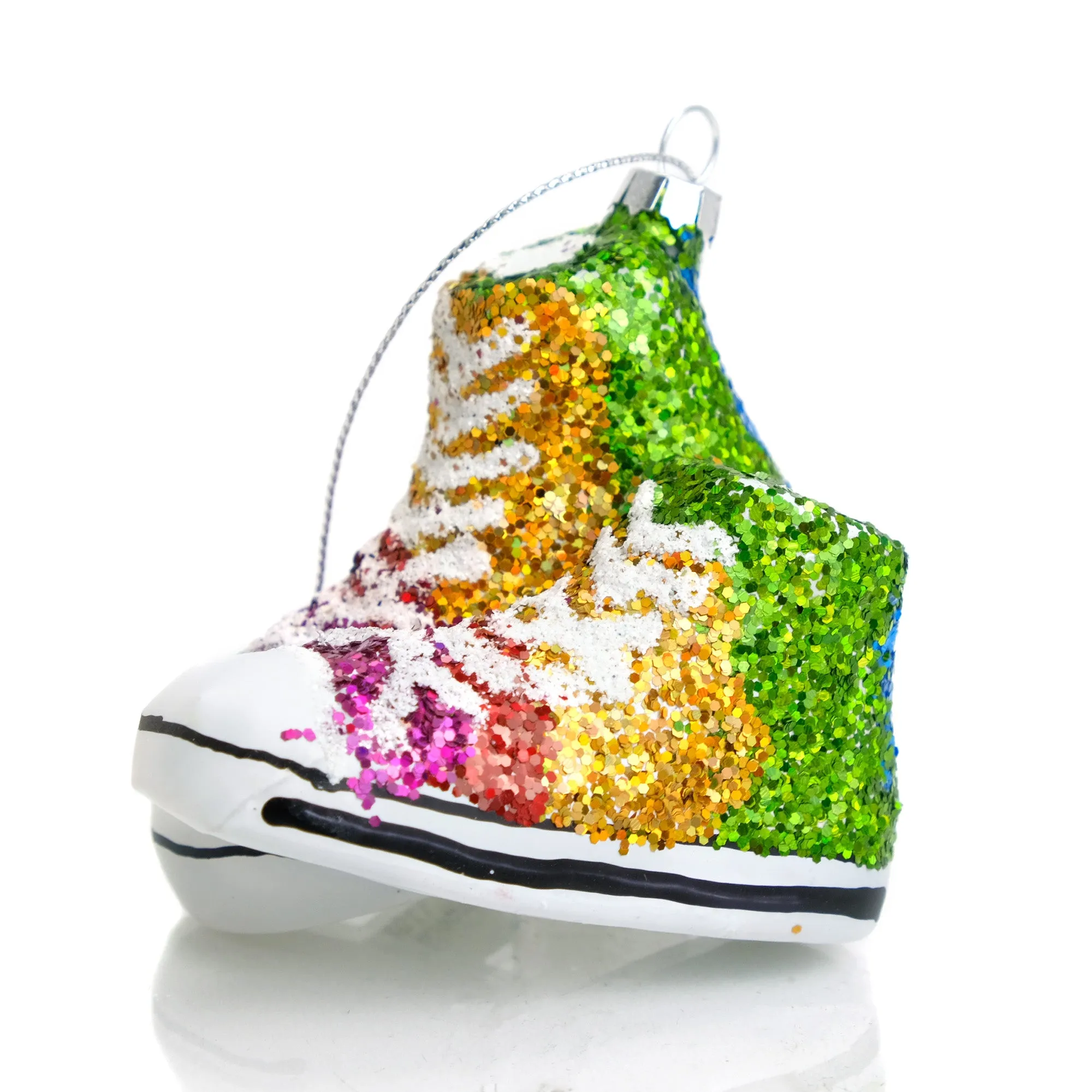 Glittered Rainbow Sneaker Ornament - Image 2