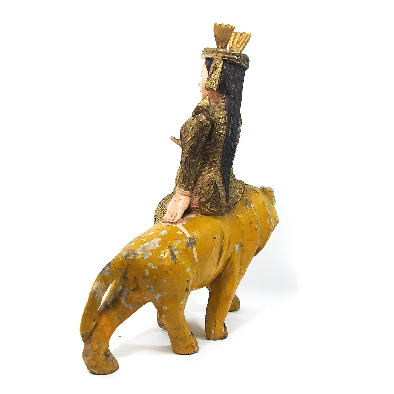 Goddess Durga on a Tiger Temple Guardian Figure from Burma 2 - Image 3