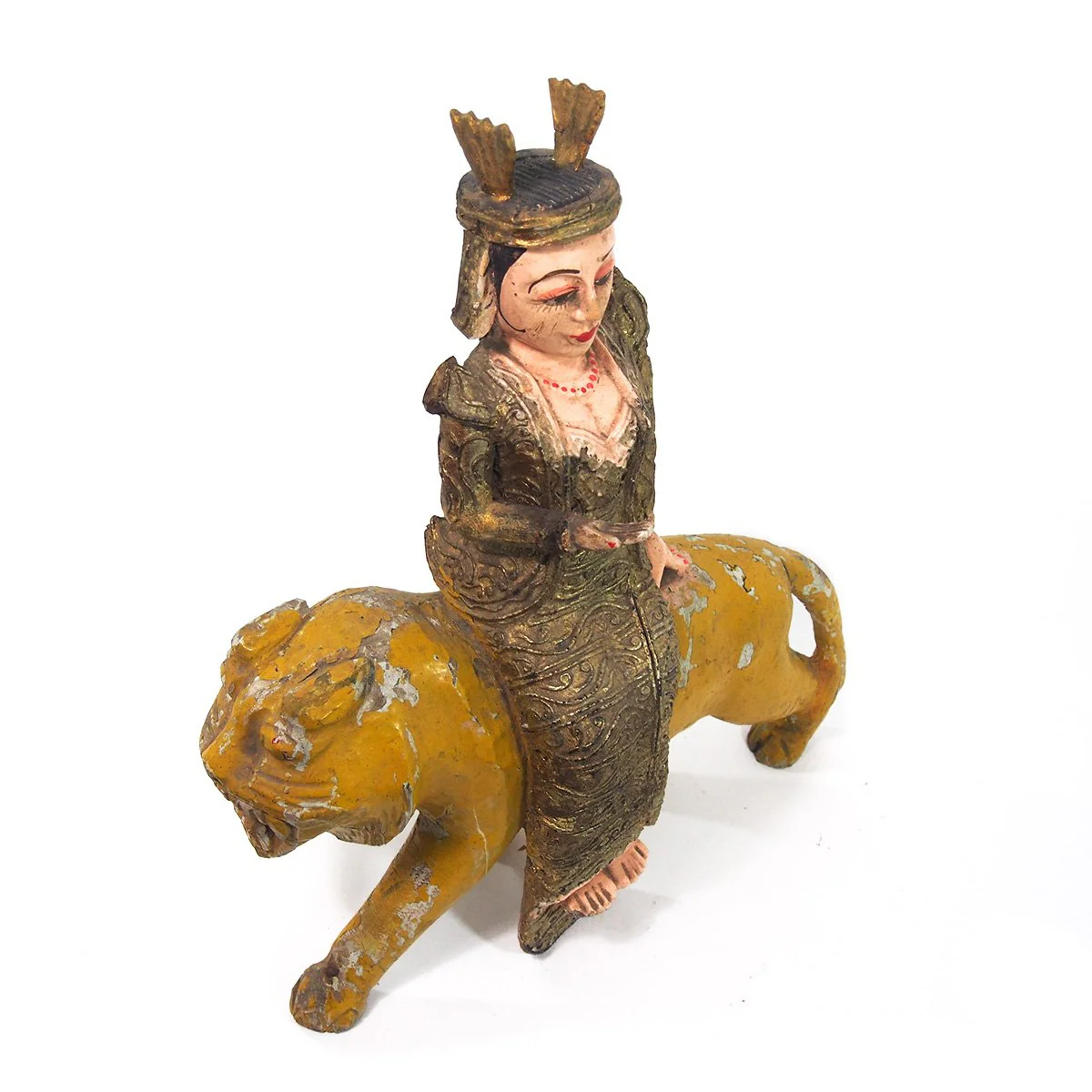Goddess Durga on a Tiger Temple Guardian Figure from Burma 2 - Image 4