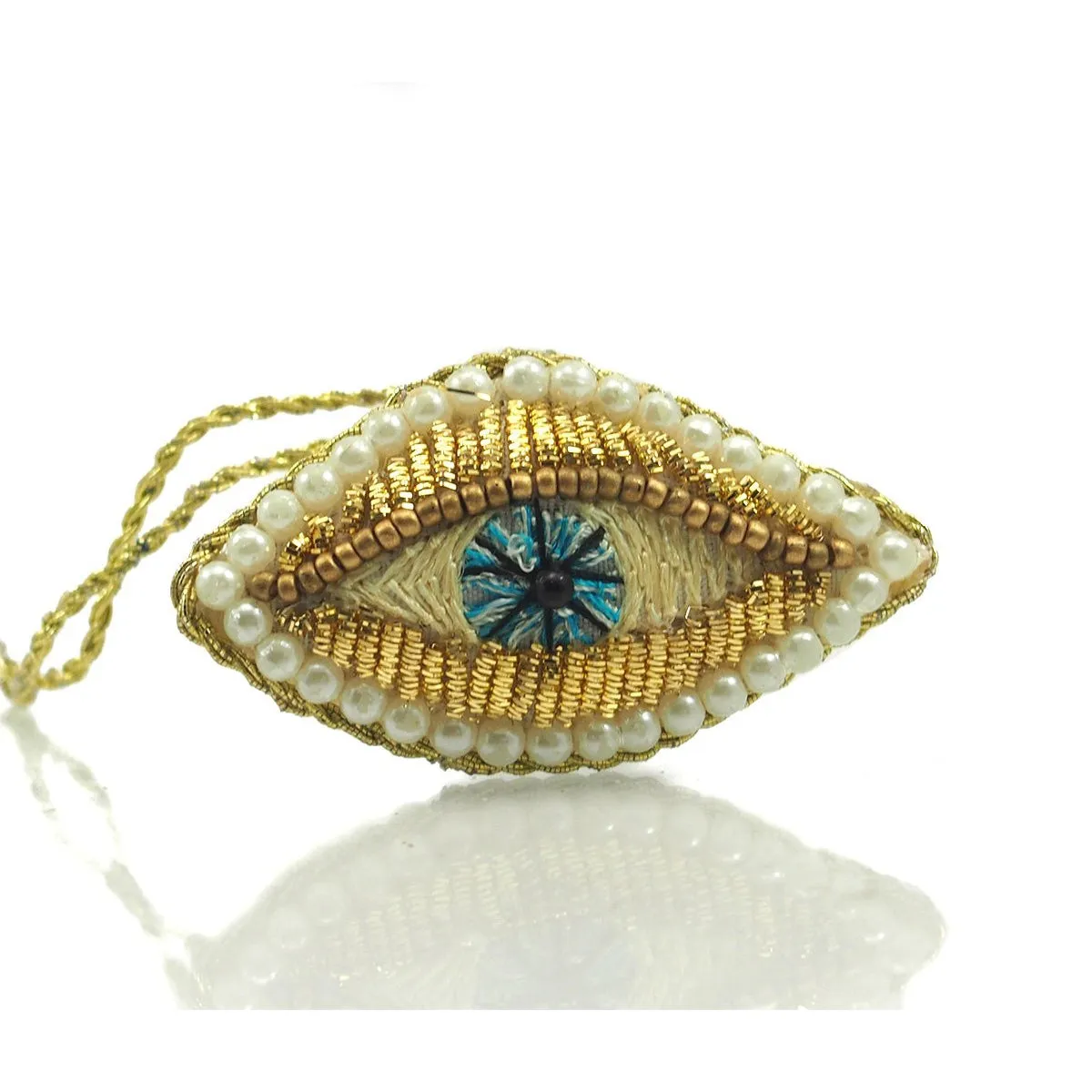 Gold Eye Beaded Fabric Ornament - Image 2