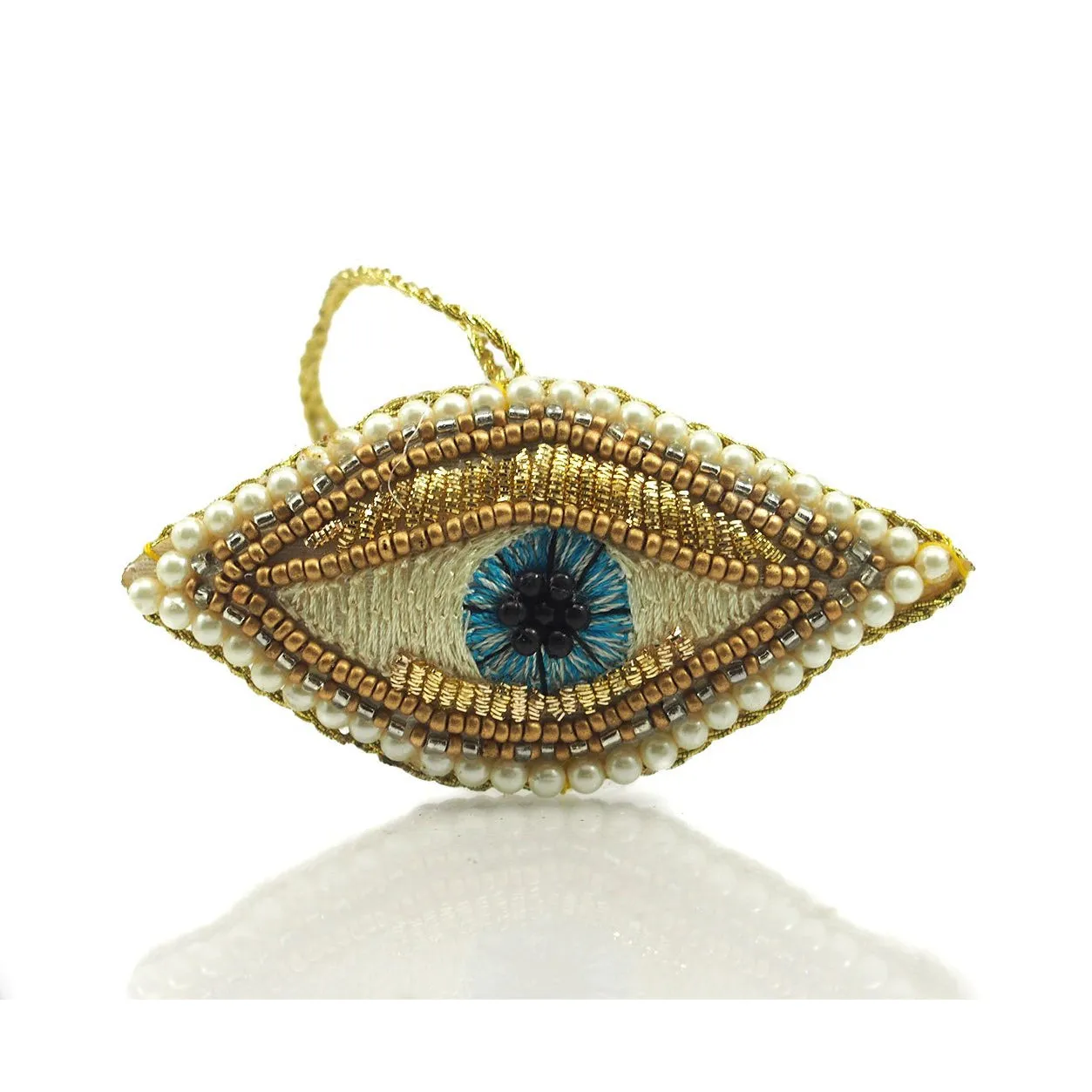 Gold Eye Beaded Fabric Ornament - Image 3