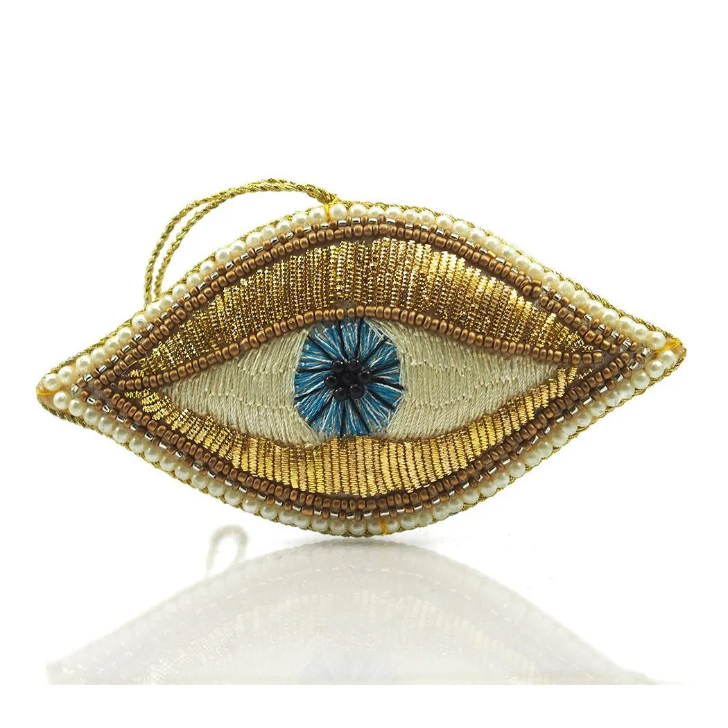 Gold Eye Beaded Fabric Ornament - Image 4